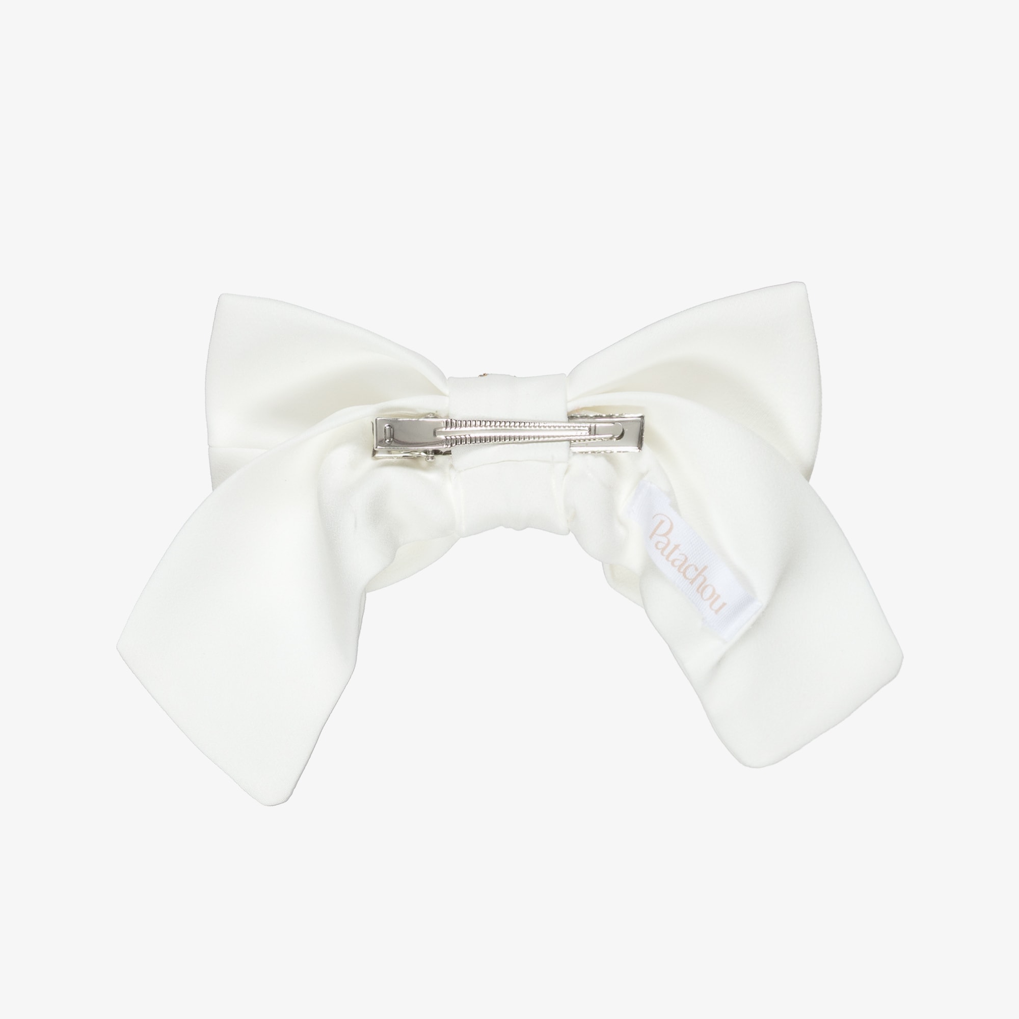 Girls Ivory Crêpe Bow Hair Clip with Gemstone Flower (14cm) - View 3