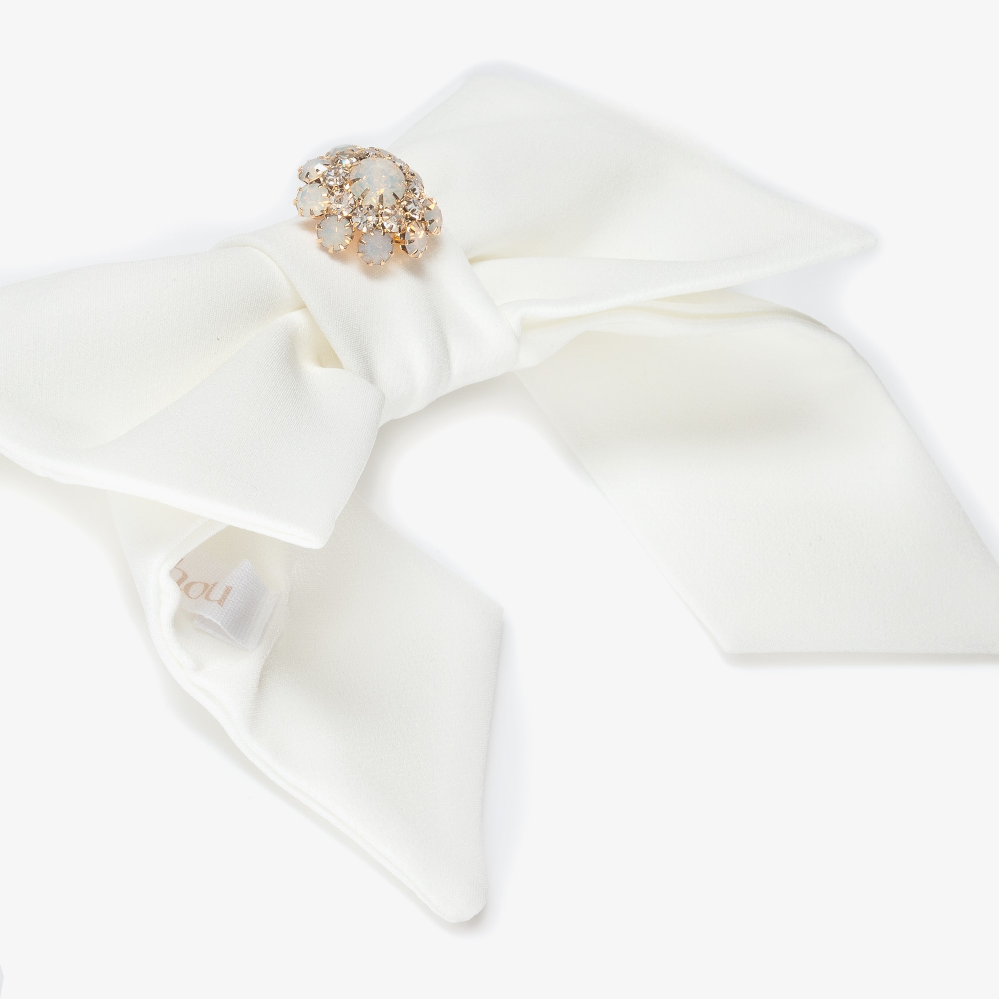 Girls Ivory Crêpe Bow Hair Clip with Gemstone Flower (14cm) - View 4