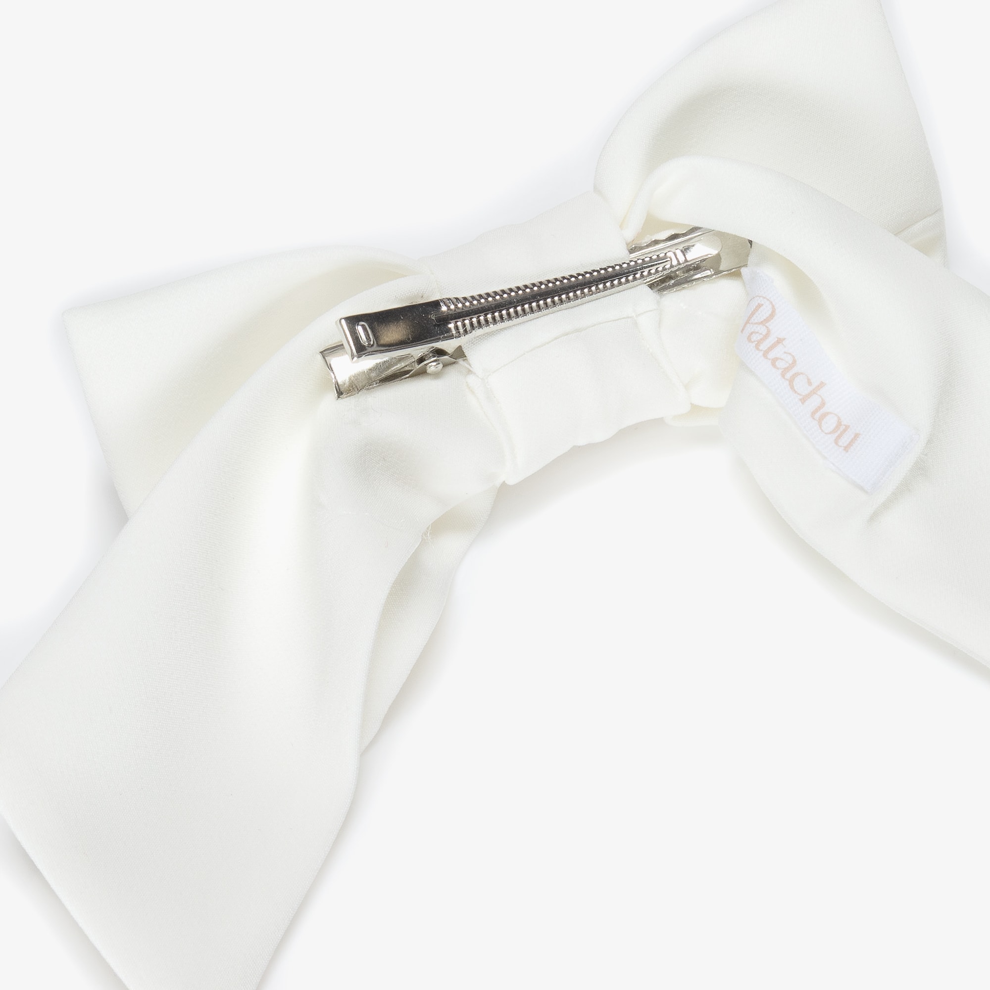 Girls Ivory Crêpe Bow Hair Clip with Gemstone Flower (14cm) - View 5