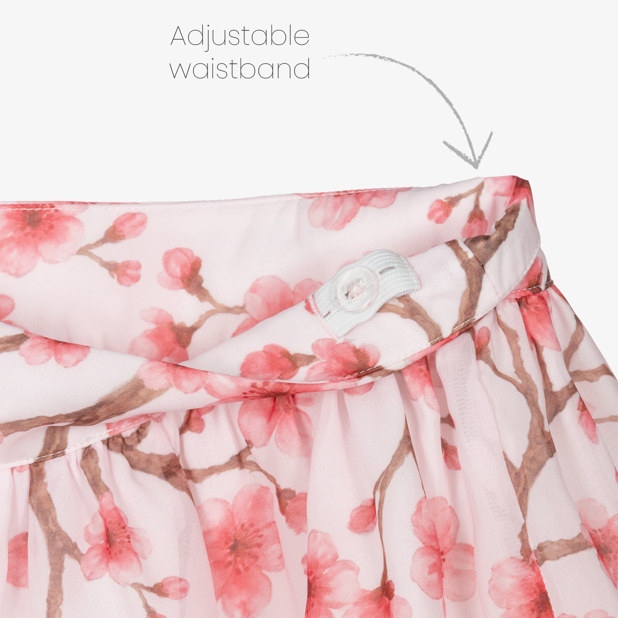 Girls White & Pink Cherry Blossom Chiffon Skirt Set - View 5