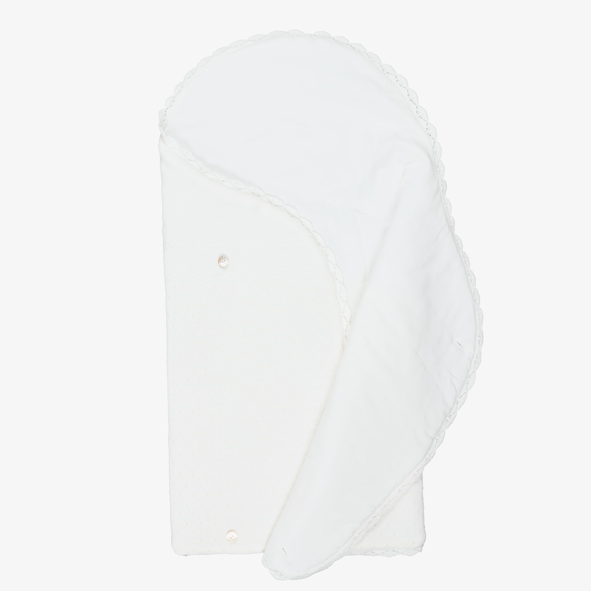 Ivory Cotton Knit Baby Nest with Knot Stitch Details (77cm) - View 2