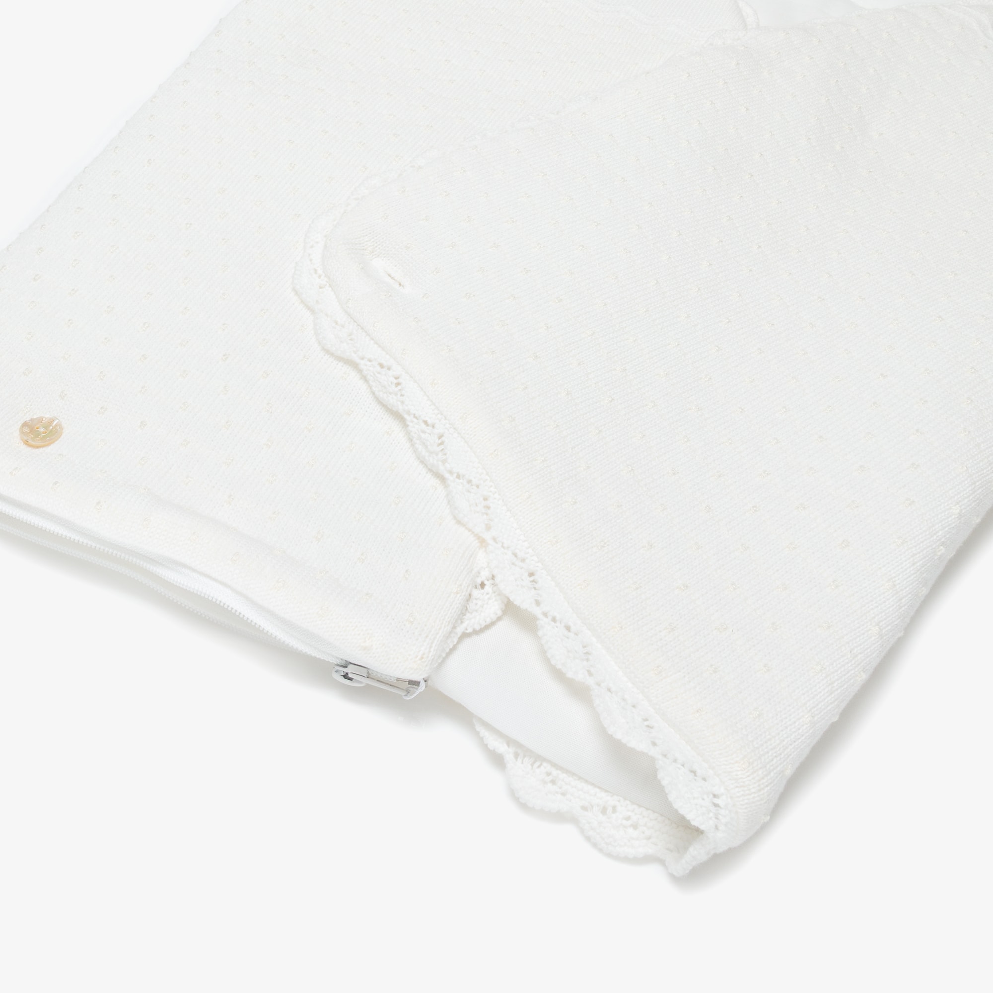 Ivory Cotton Knit Baby Nest with Knot Stitch Details (77cm) - View 4