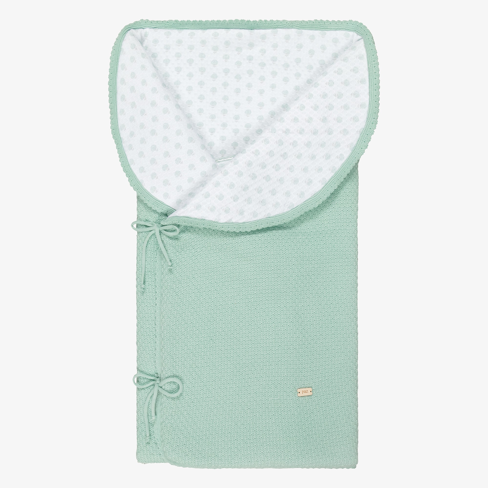 Mint Green Knitted Cotton Baby Nest (69cm) - View 1
