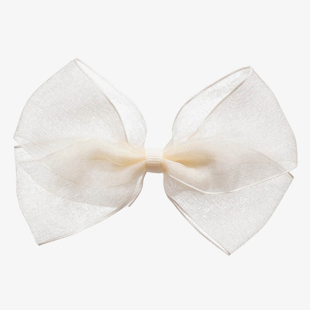 Ivory Organza Bow Clip (12cm) - View 1
