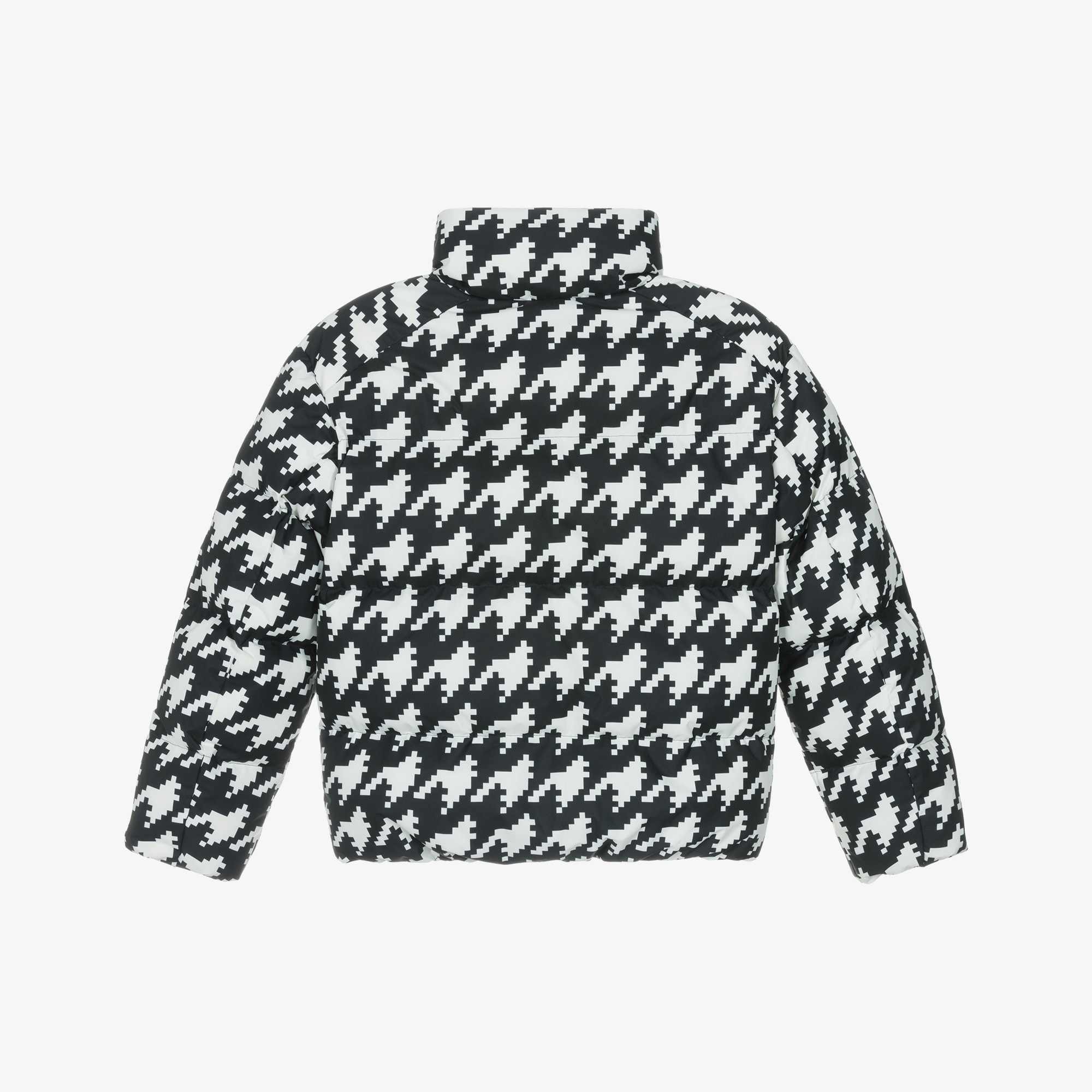Black & White Houndstooth Nuuk Down Padded Puffer Ski Jacket - View 3