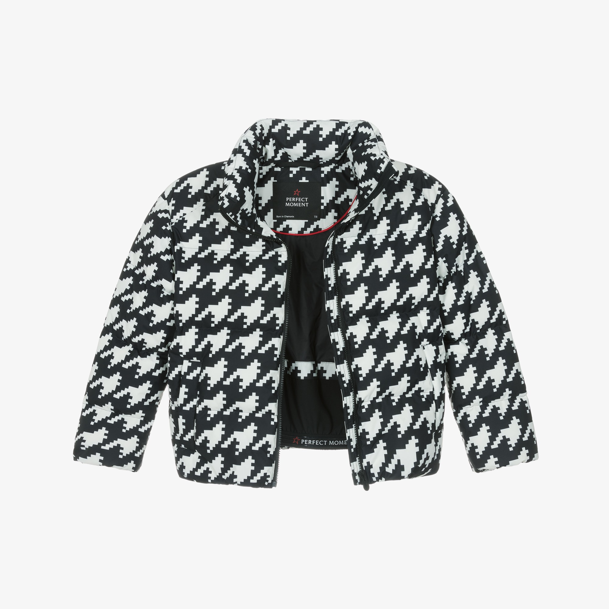 Black & White Houndstooth Nuuk Down Padded Puffer Ski Jacket - View 4