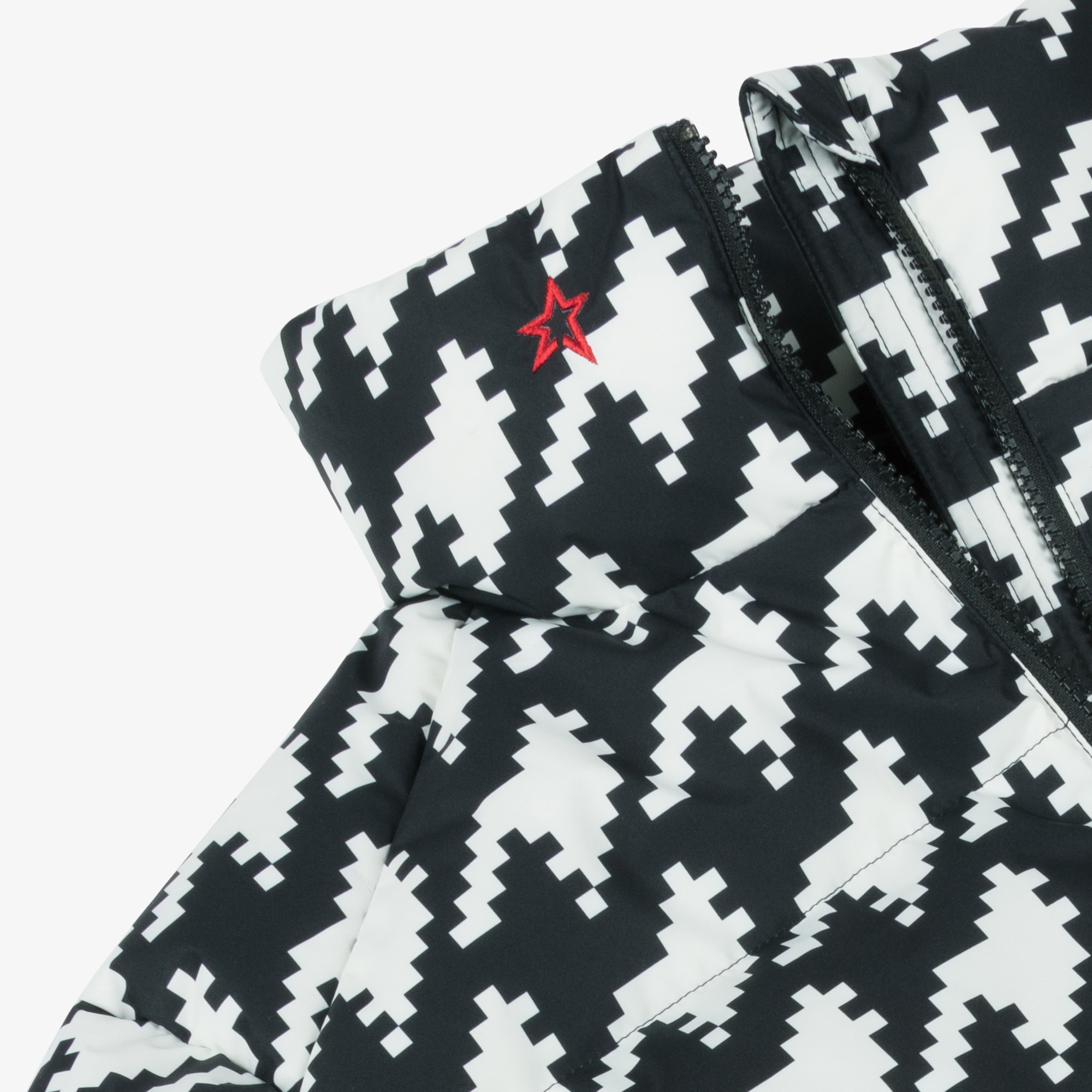 Black & White Houndstooth Nuuk Down Padded Puffer Ski Jacket - View 6
