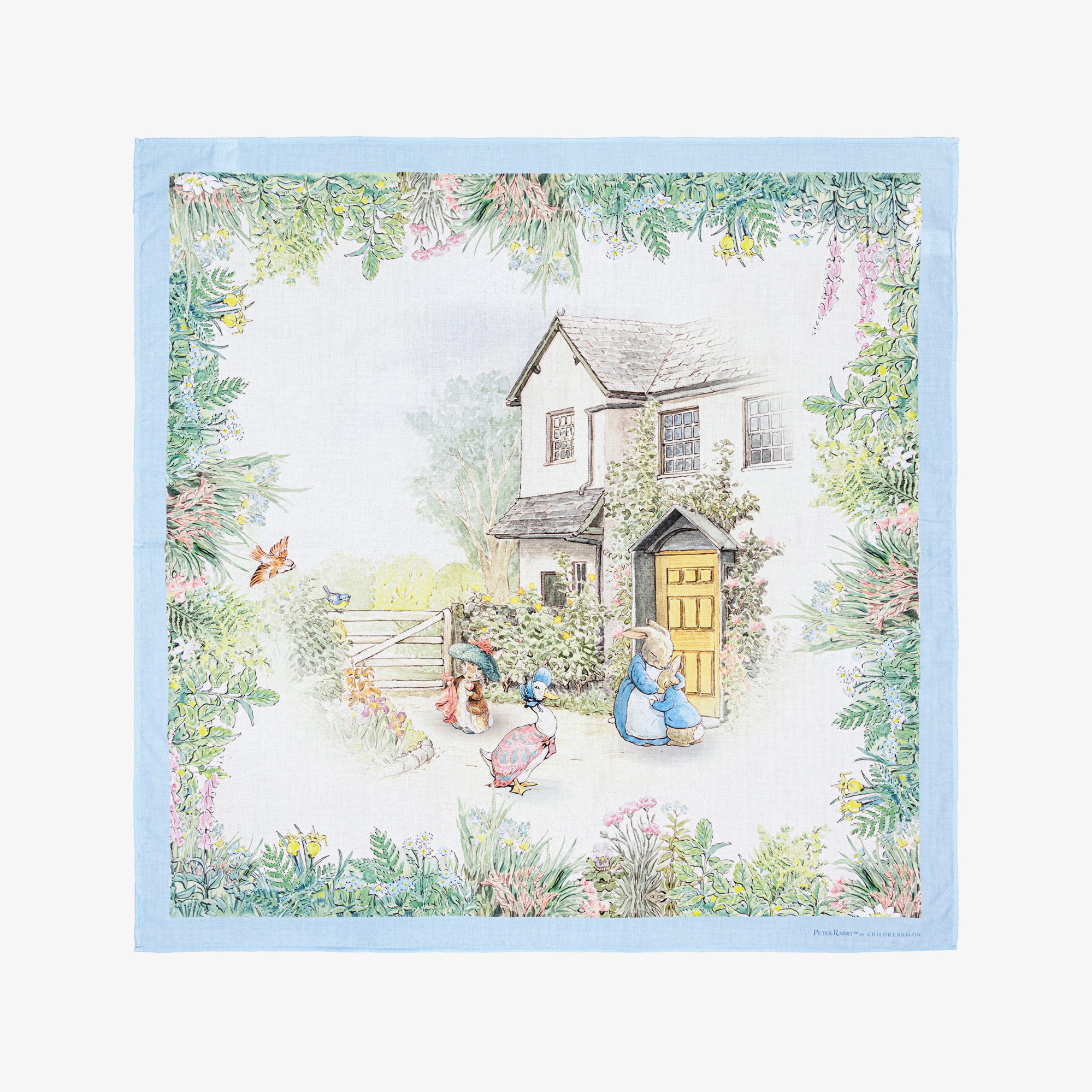 Ivory & Blue Cotton Swaddle (100cm) - View 1
