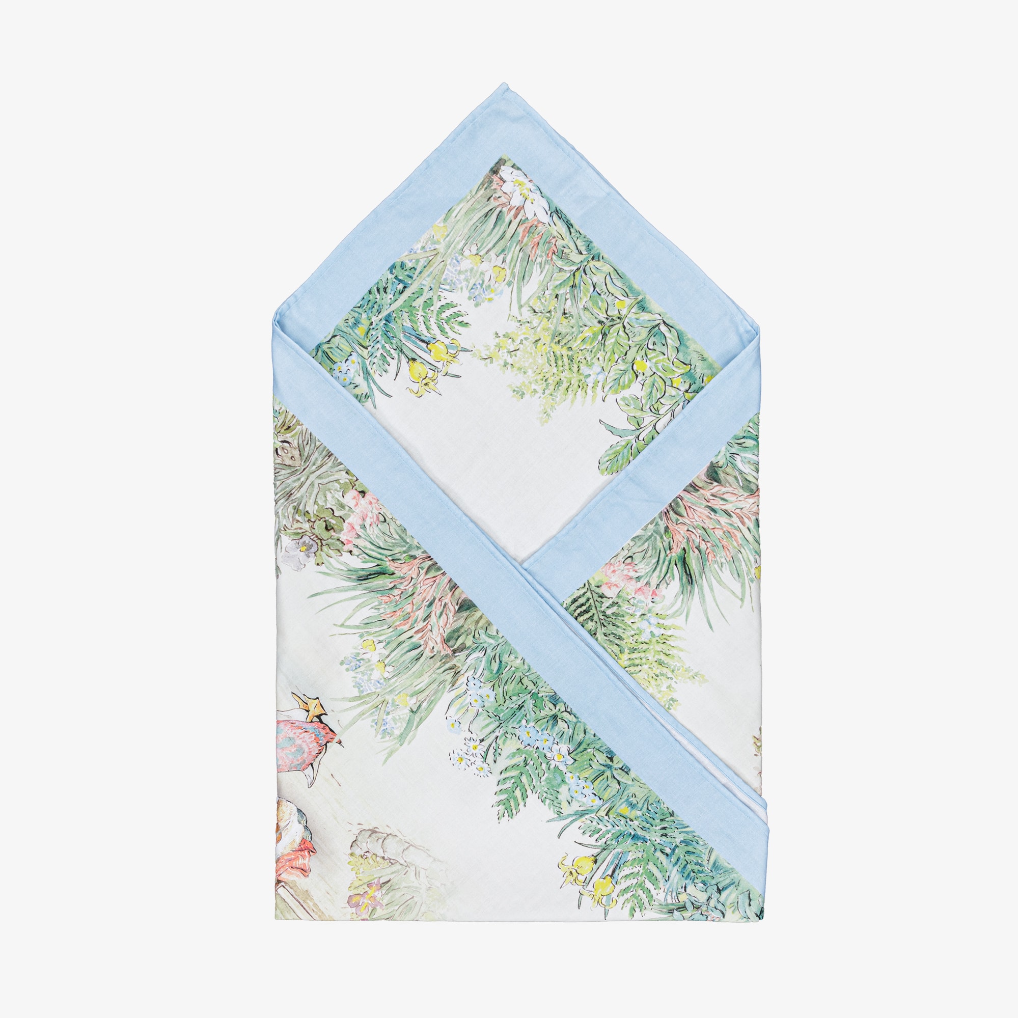 Ivory & Blue Cotton Swaddle (100cm) - View 3