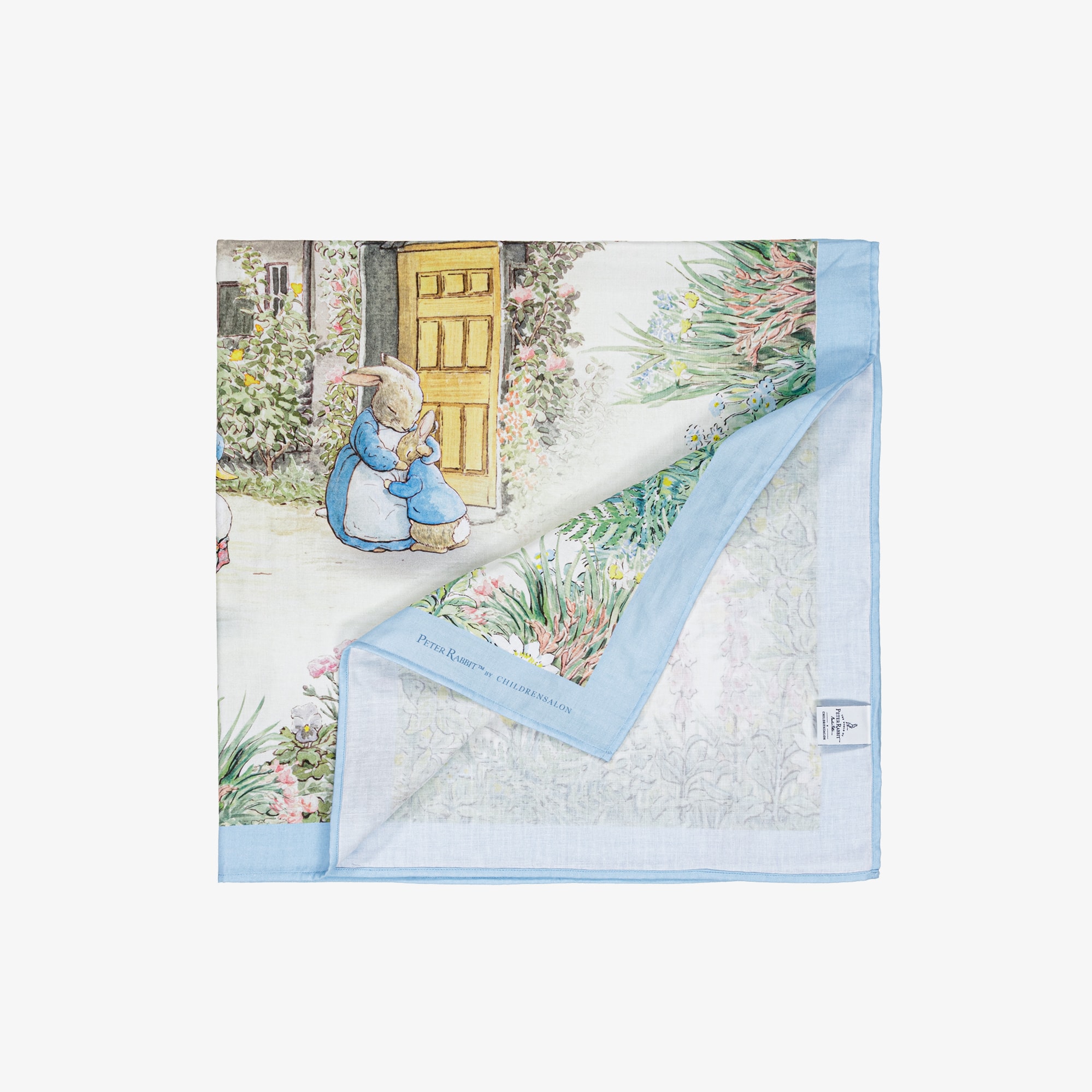 Ivory & Blue Cotton Swaddle (100cm) - View 4