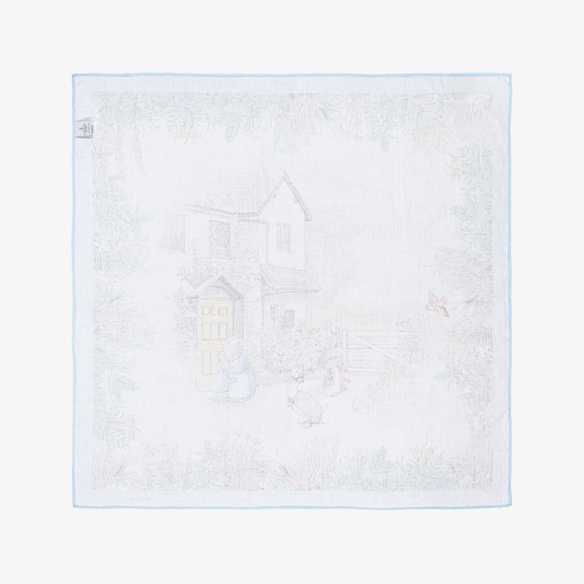 Ivory & Blue Cotton Swaddle (100cm) - View 5
