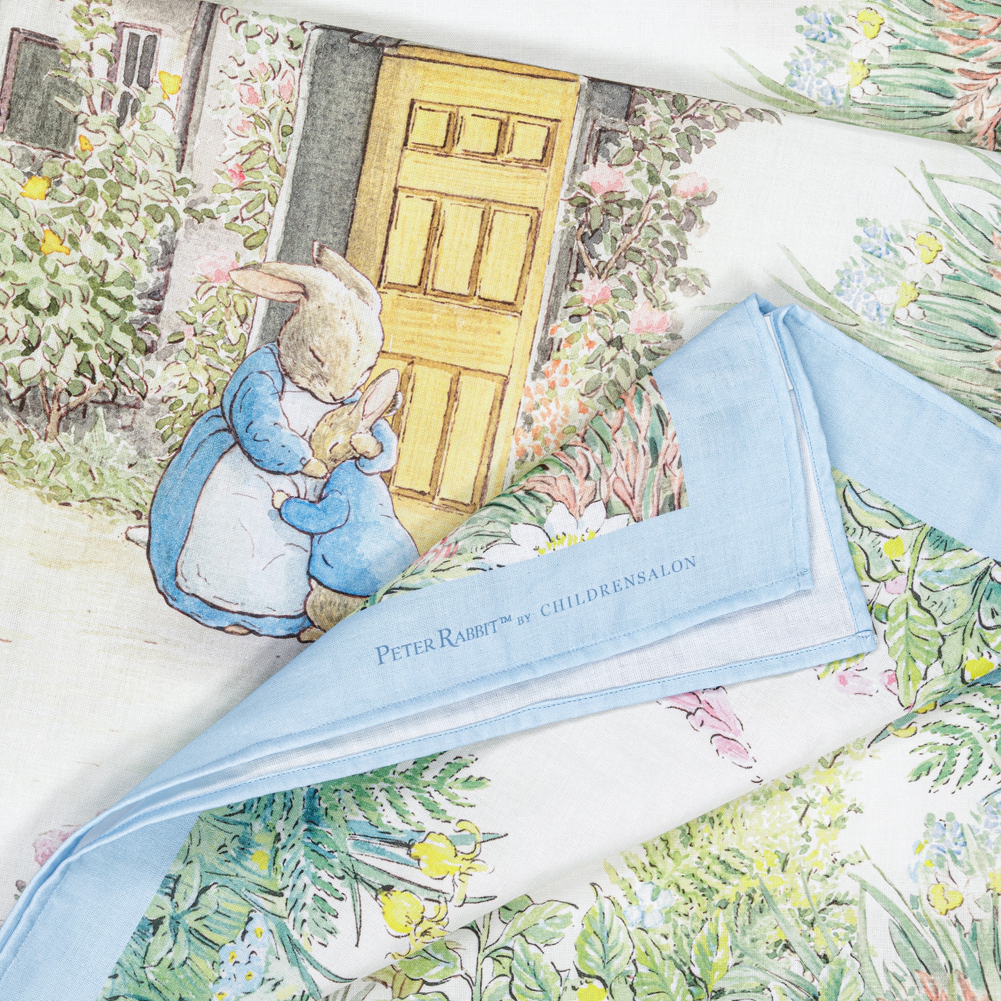 Ivory & Blue Cotton Swaddle (100cm) - View 6