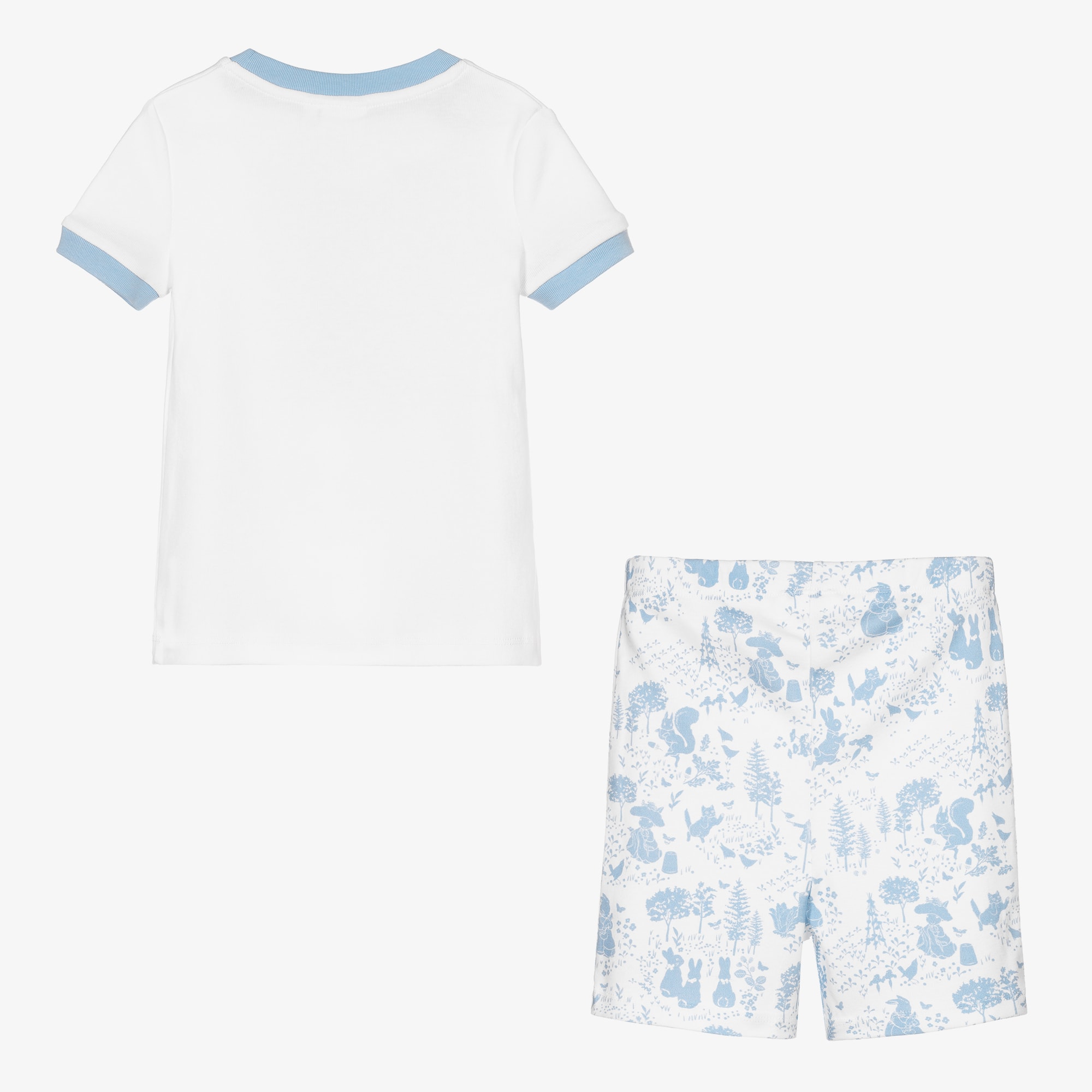White & Blue Cotton Short Pyjamas - View 4