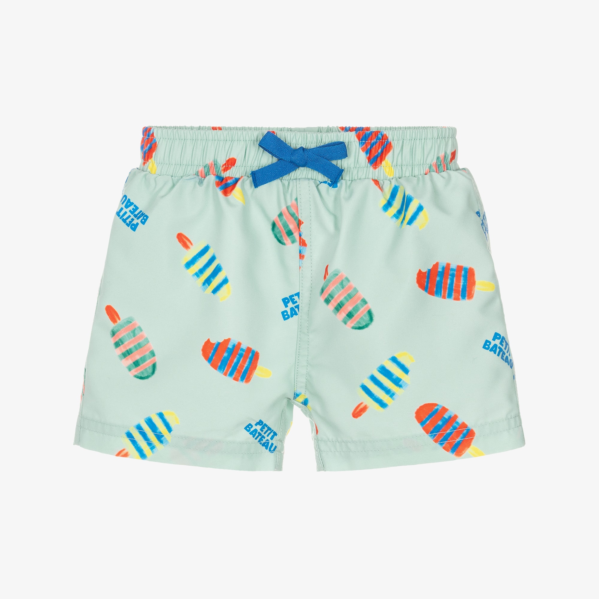 Baby Boys Mint Green Swim Shorts with Ice Lolly Print - View 1