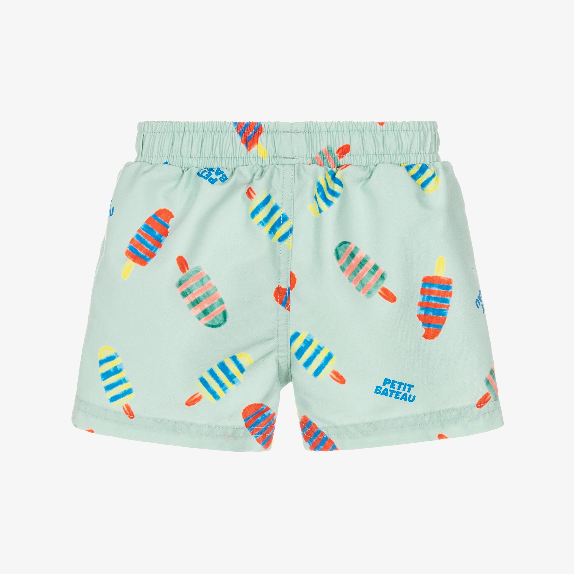 Baby Boys Mint Green Swim Shorts with Ice Lolly Print - View 2