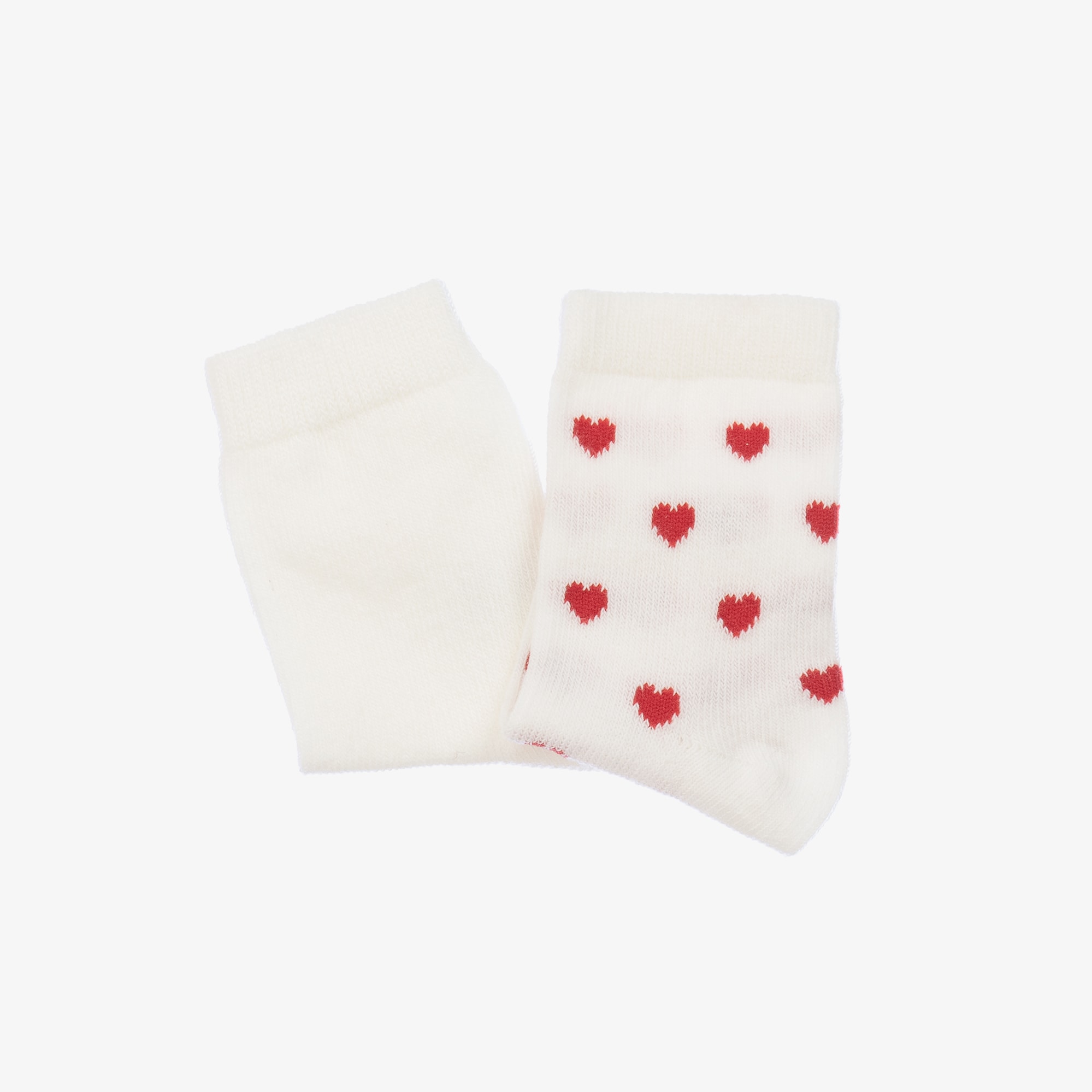 Baby Girls Ivory & Red Heart Cotton Socks (2 Pack) - View 2