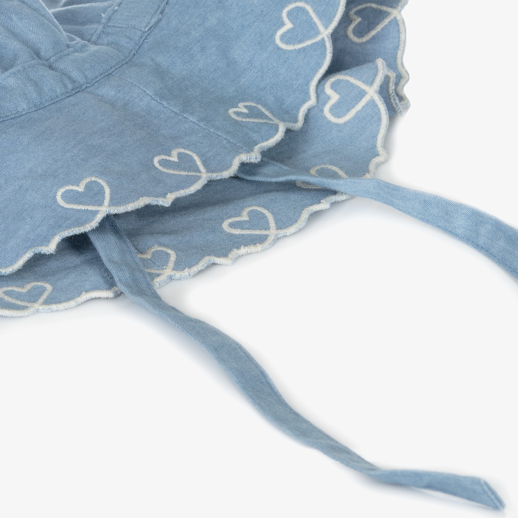 Baby Girls Light Blue Cotton Chambray Sun Hat - View 4