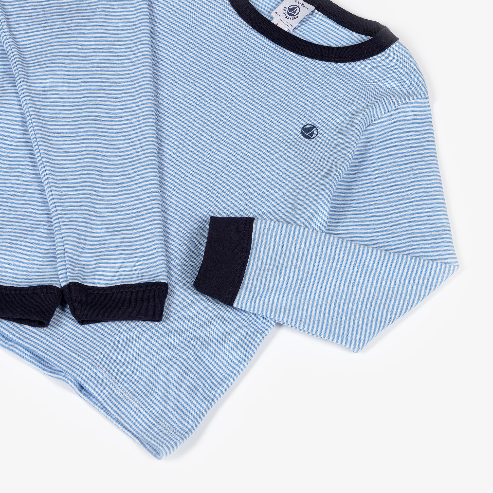 Boys Blue Striped Cotton Long Pyjamas - View 4
