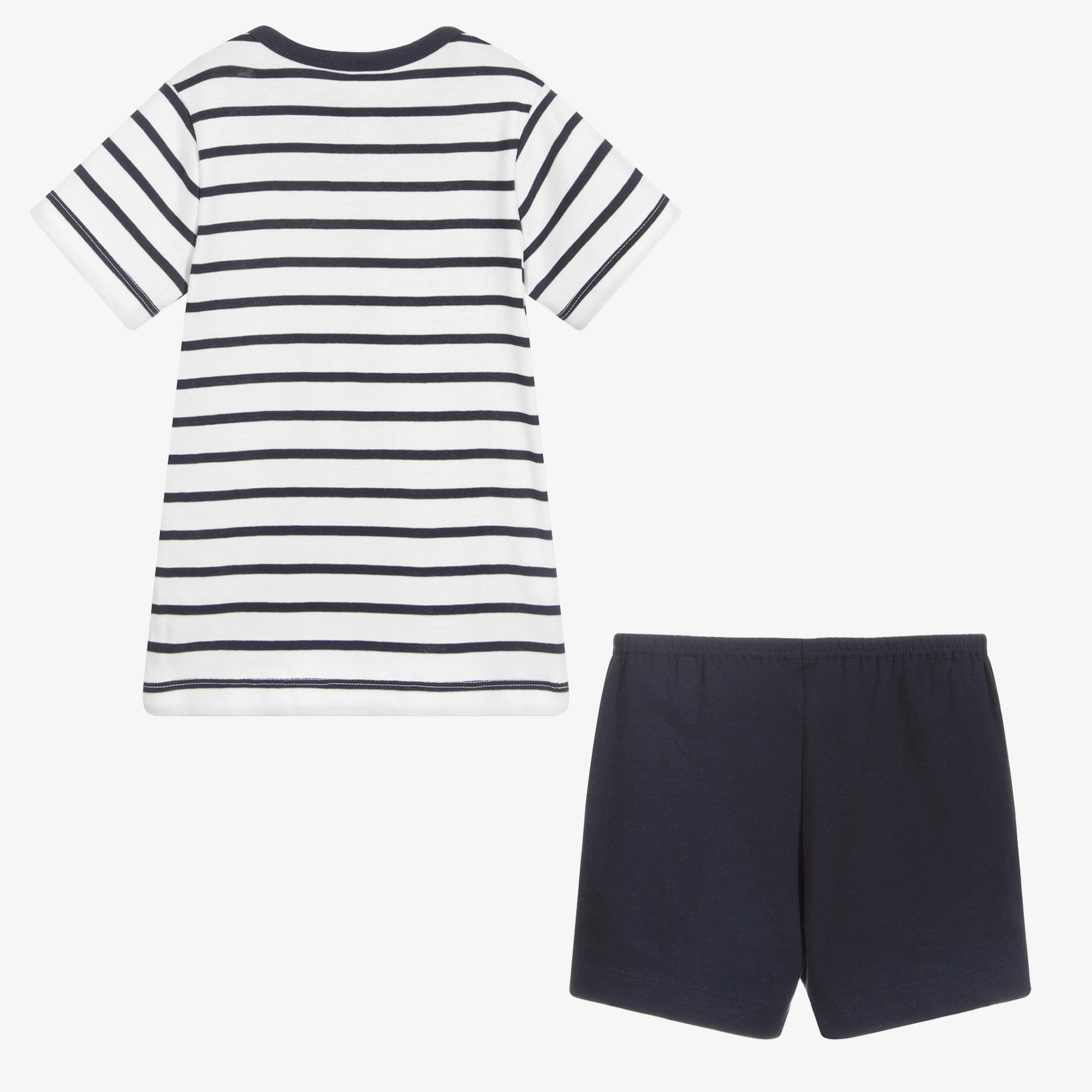 Boys Blue & White Cotton Short Pyjamas - View 4