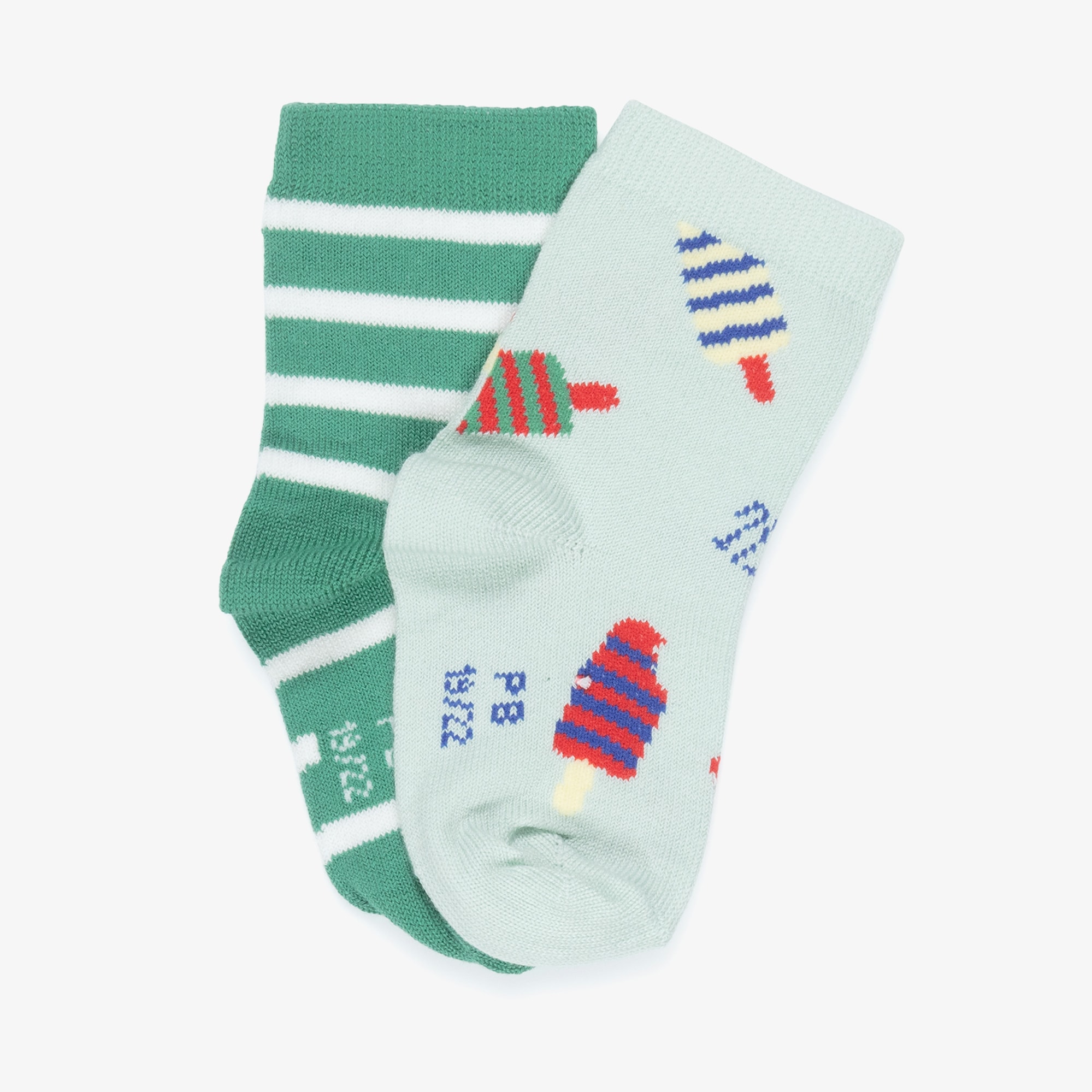 Boys Green Ice Cream Ankle Socks (2 Pack) - View 3