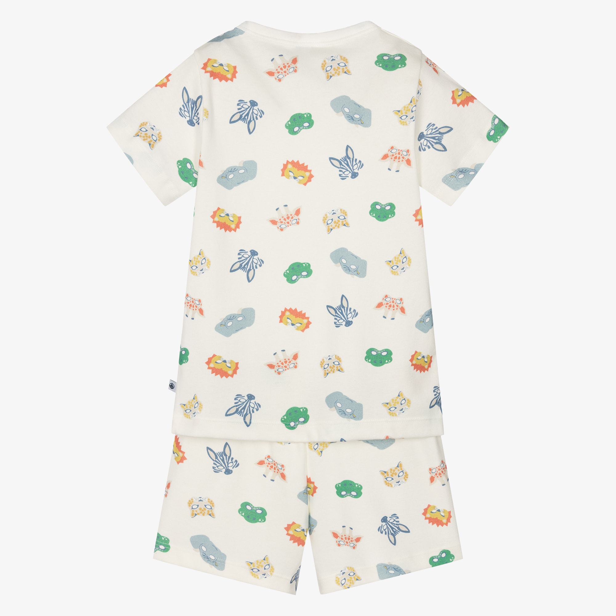 Boys Ivory Animal Print Cotton Pyjamas with Lion Mask - View 4