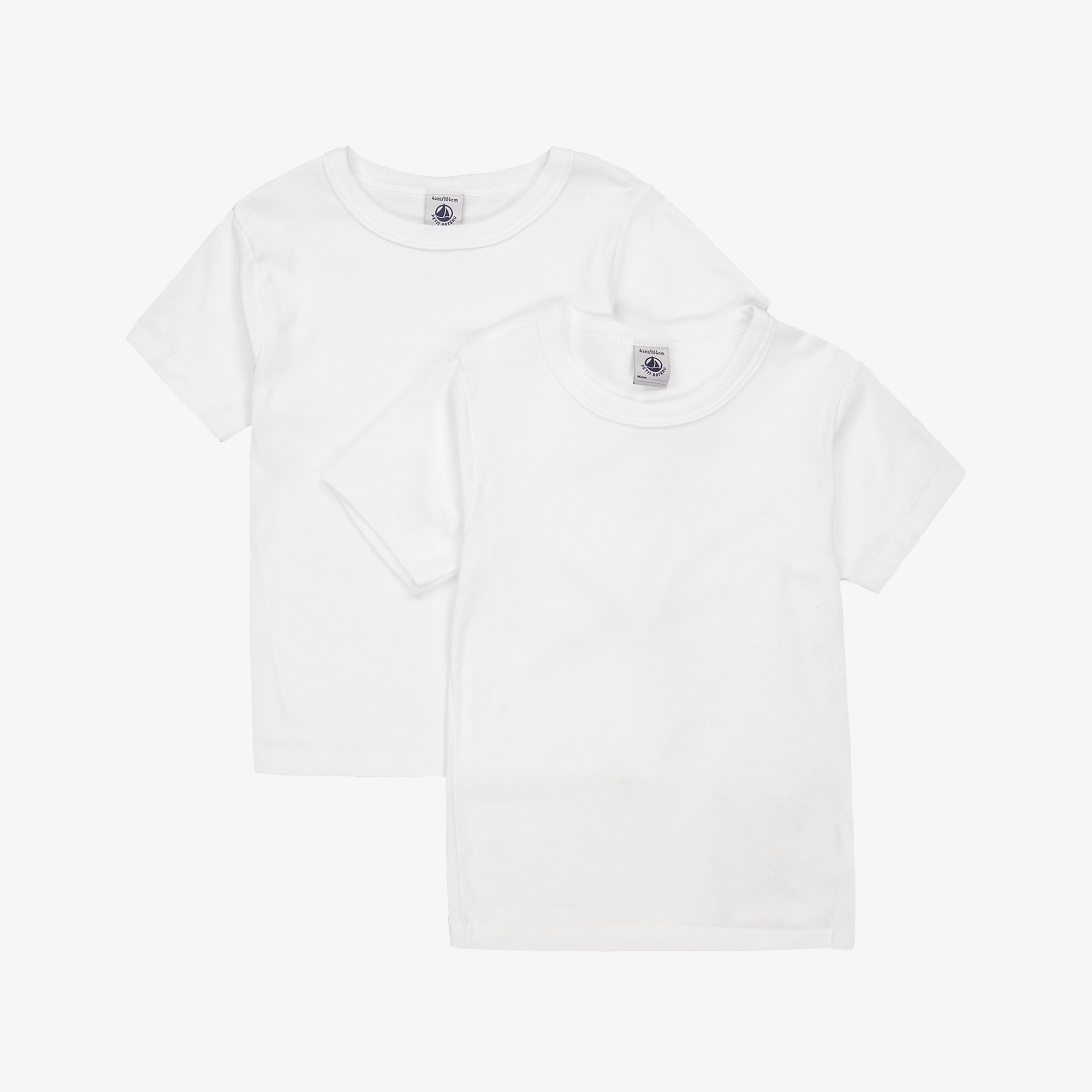 Boys White Cotton Short-Sleeved Vests (2 Pack) - View 1