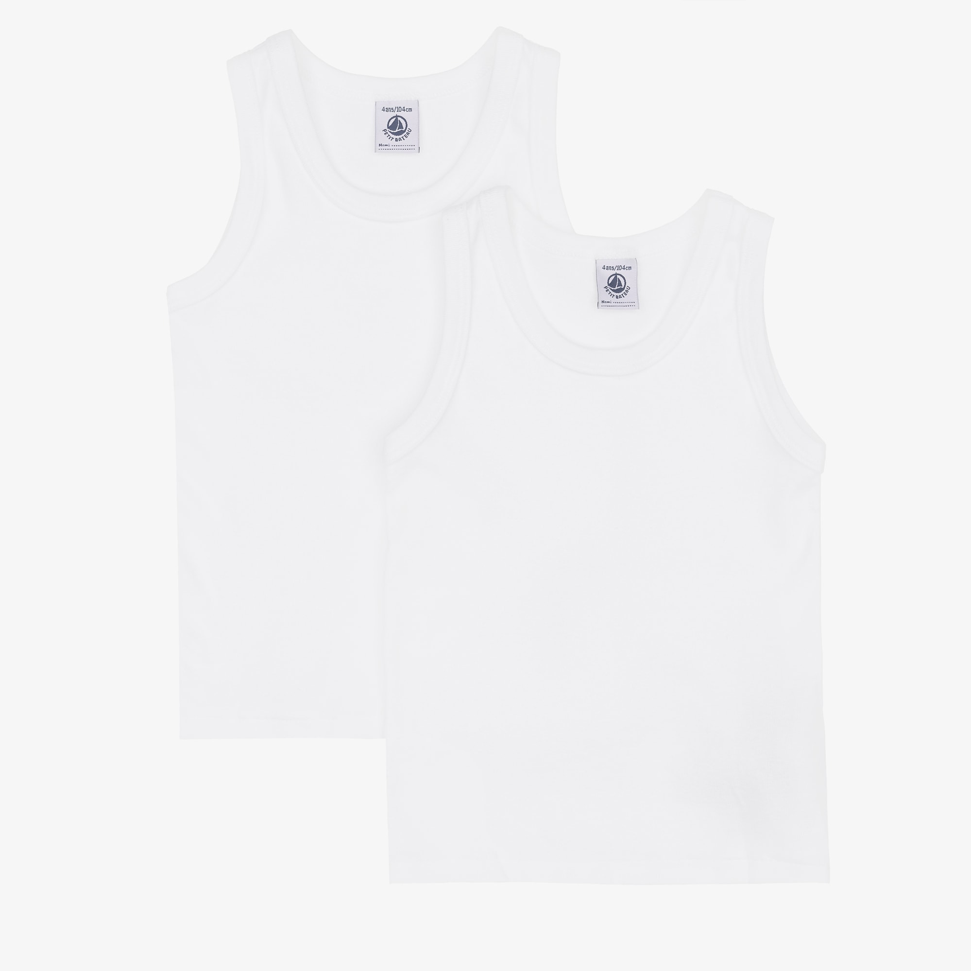 Boys White Organic Cotton Sleeveless Vests (2 Pack) - View 1