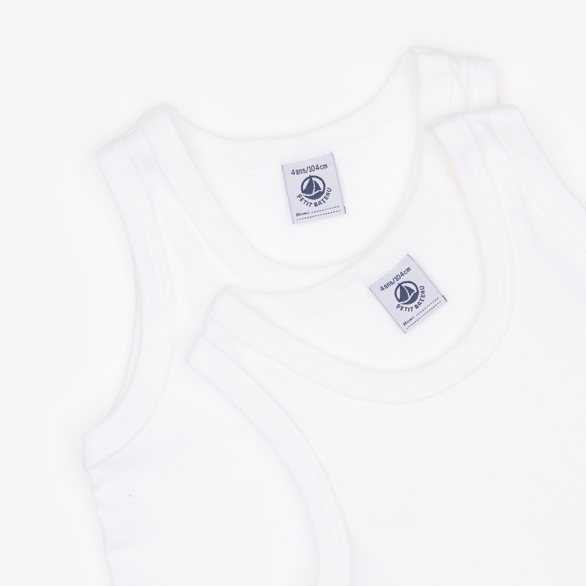 Boys White Organic Cotton Sleeveless Vests (2 Pack) - View 4