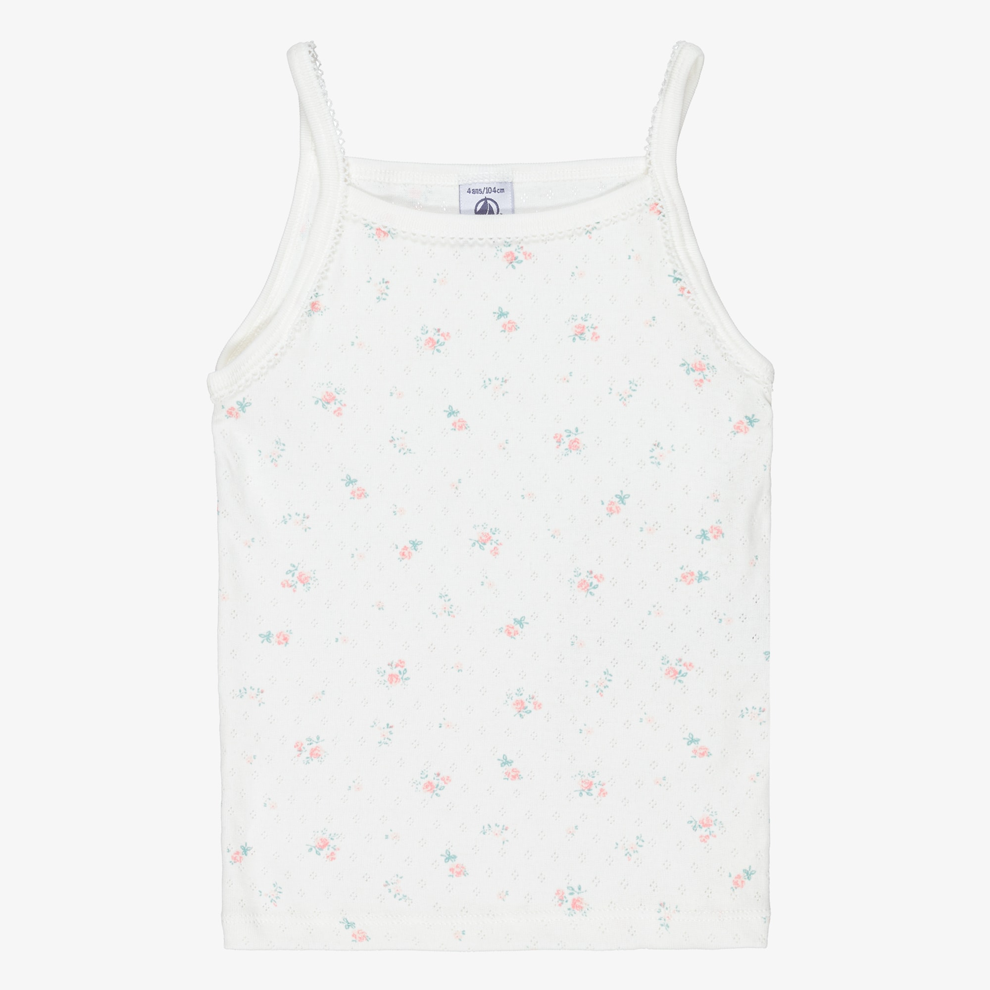 Girls Pastel Pink & Ivory Pointelle Cotton Jersey Vests (2 Pack) - View 2