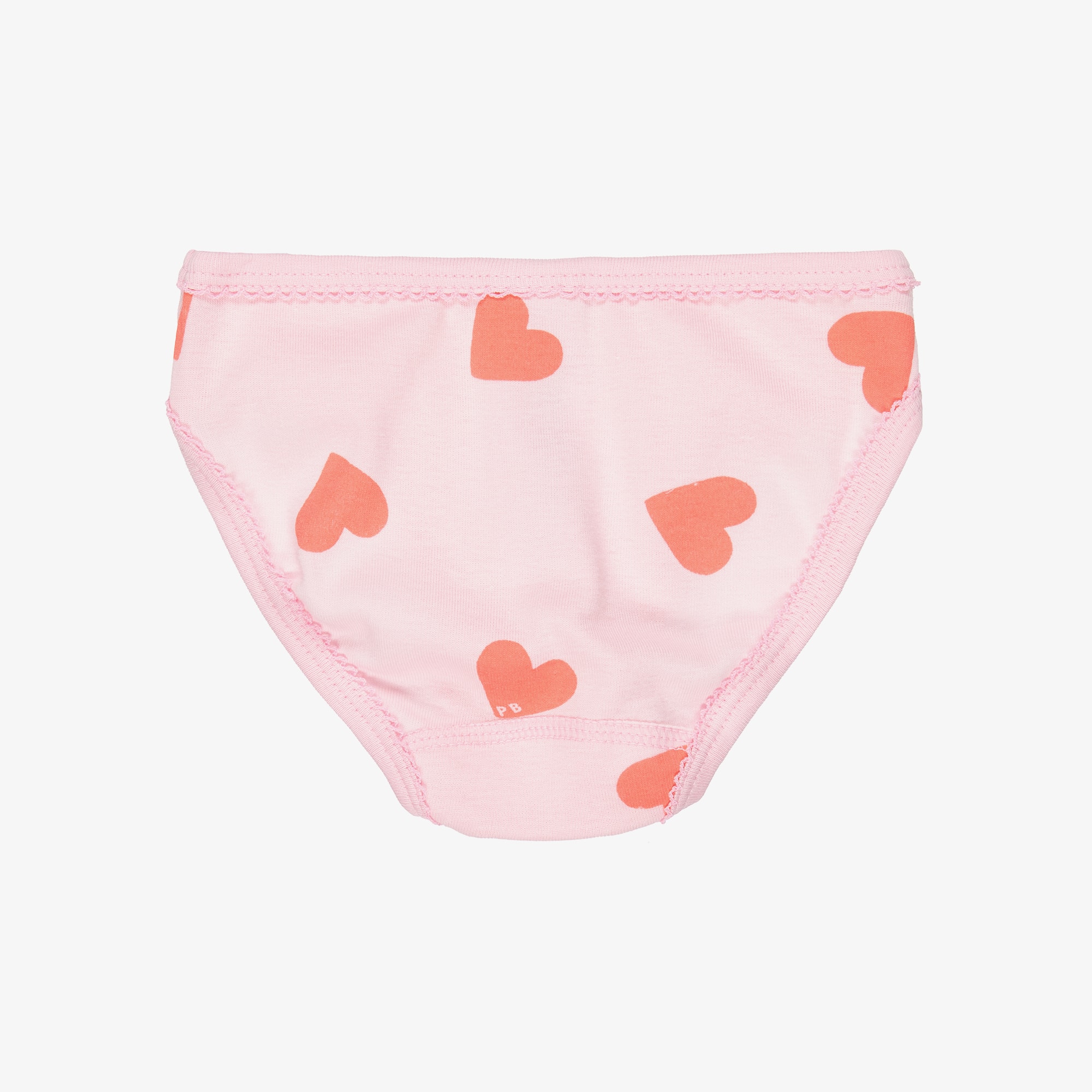 Girls Pink Cotton Jersey Heart Print Knickers (3 Pack) - View 3