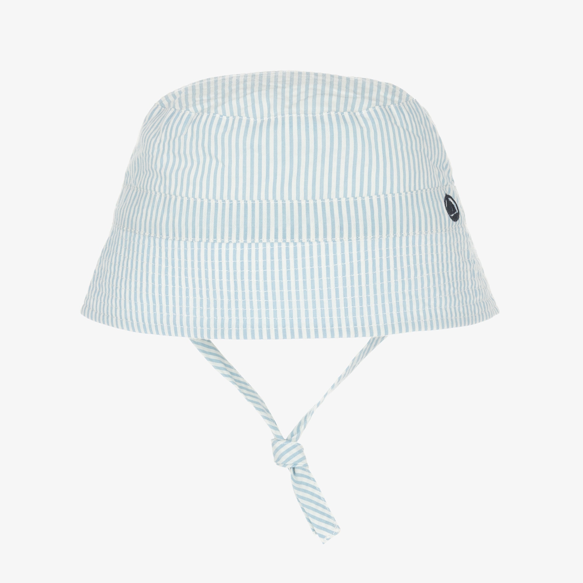 Light Blue & White Striped Cotton Sun Hat - View 1