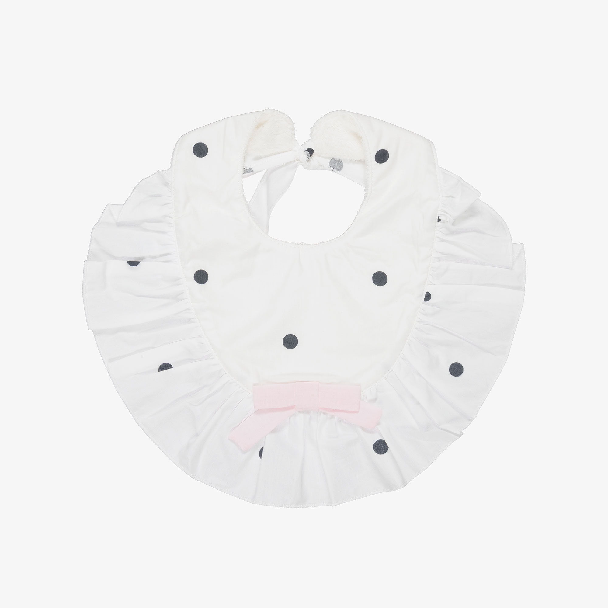 Girls Ivory & Pink Blossom Print Cotton Bib - View 1
