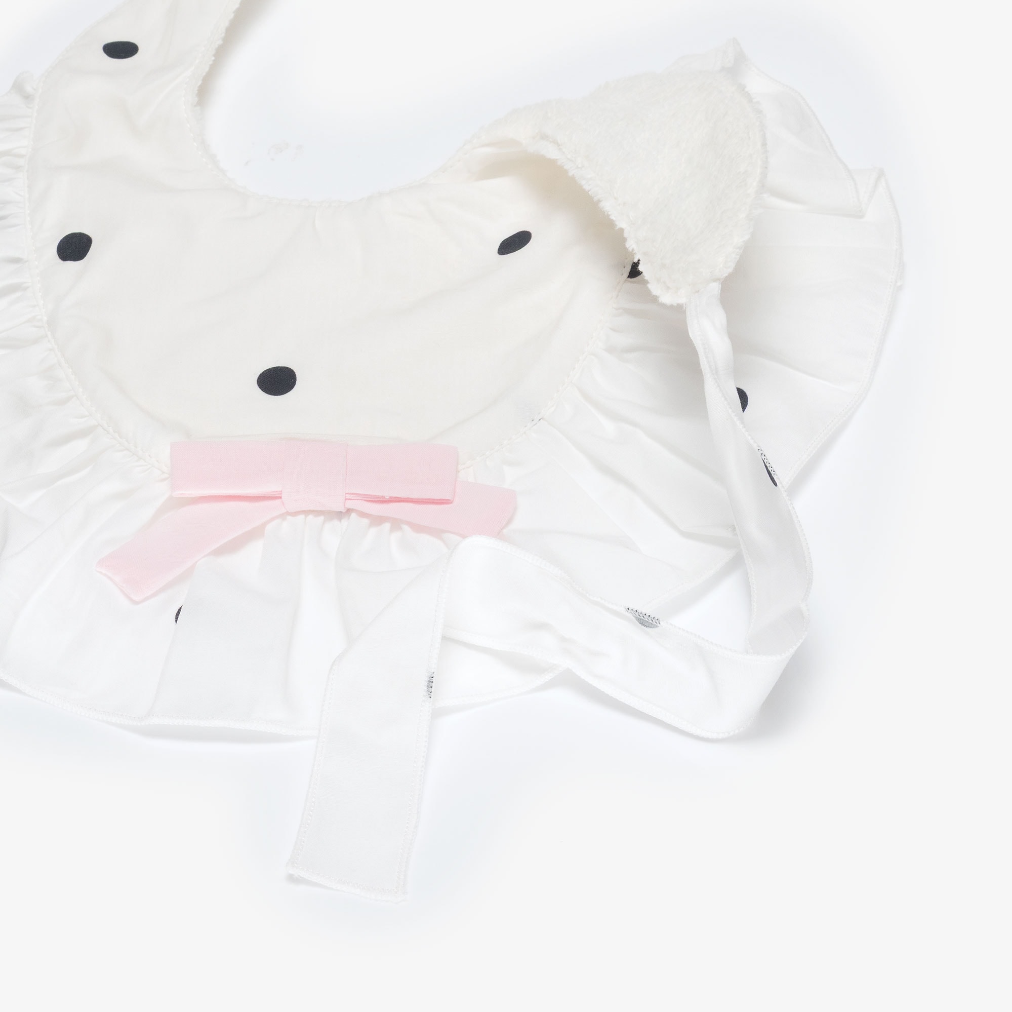 Girls Ivory & Pink Blossom Print Cotton Bib - View 3