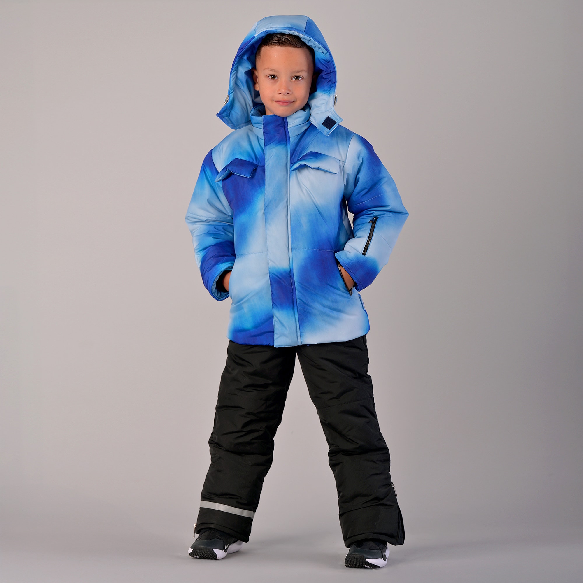 Boys Blue Tie-Dye Technical Ski Jacket - View 2