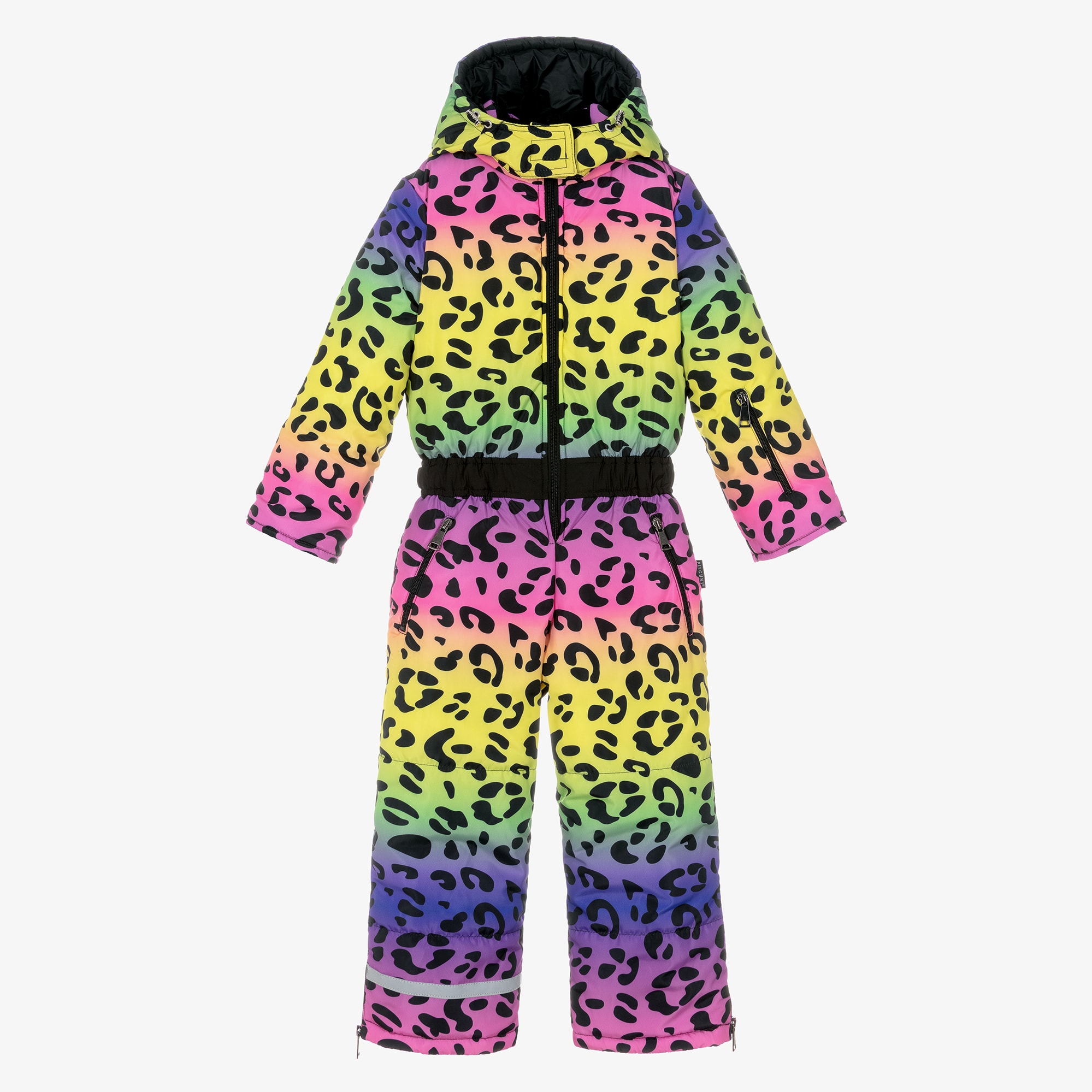 Girls Bright Yellow & Pink Leopard Print Snowsuit - View 1