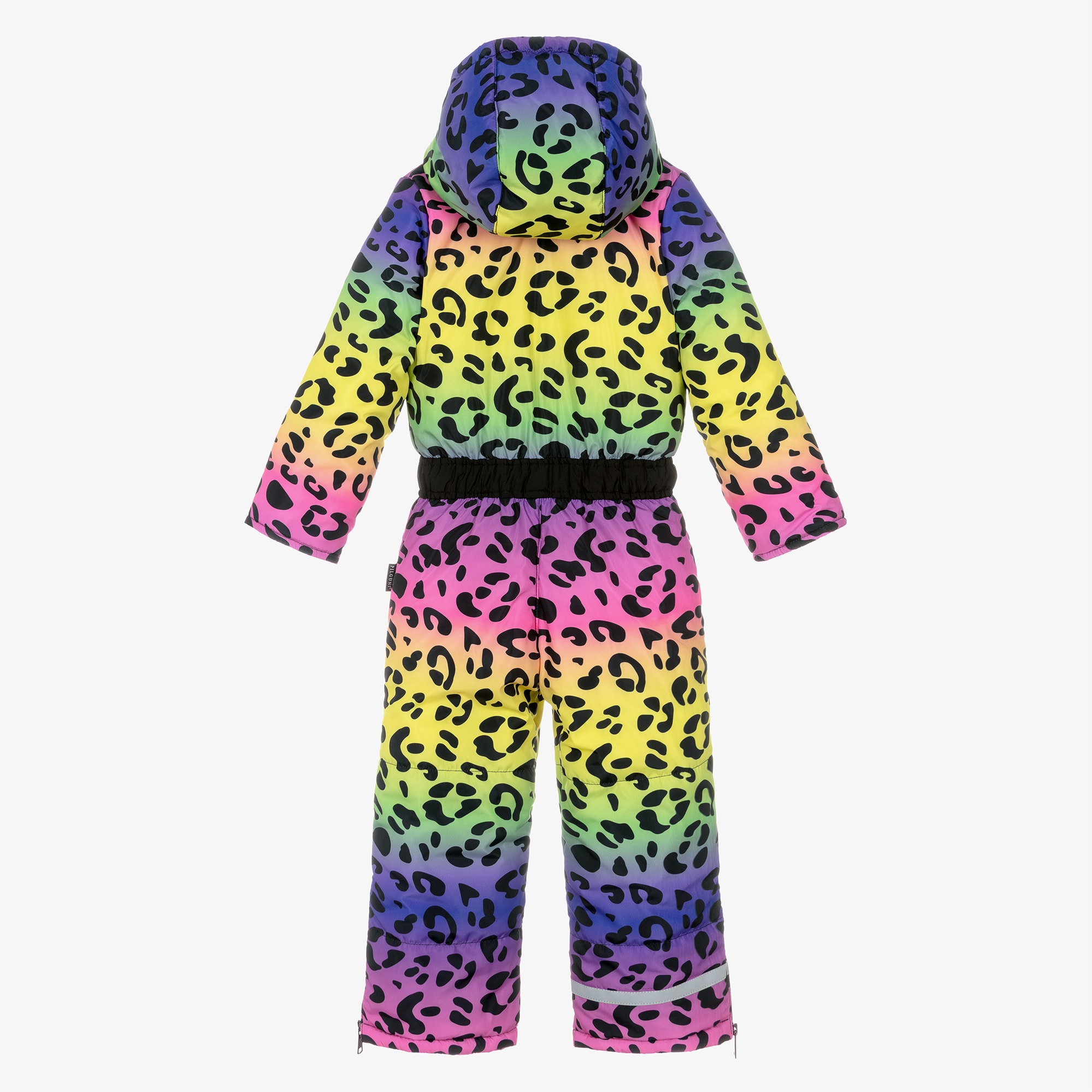 Girls Bright Yellow & Pink Leopard Print Snowsuit - View 3