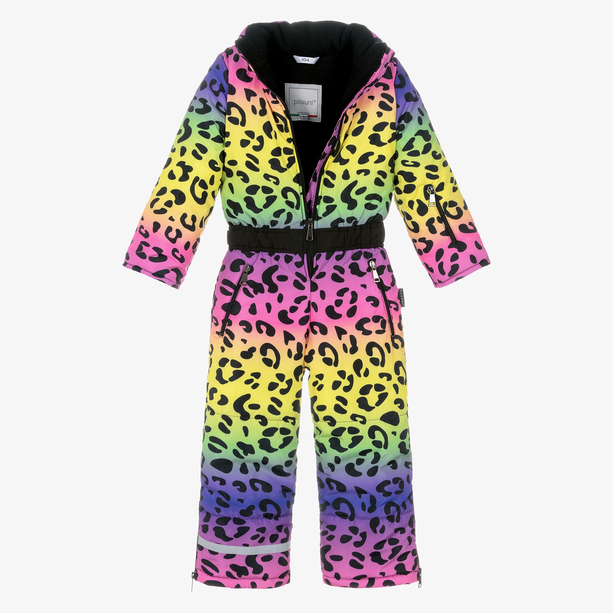 Girls Bright Yellow & Pink Leopard Print Snowsuit - View 4