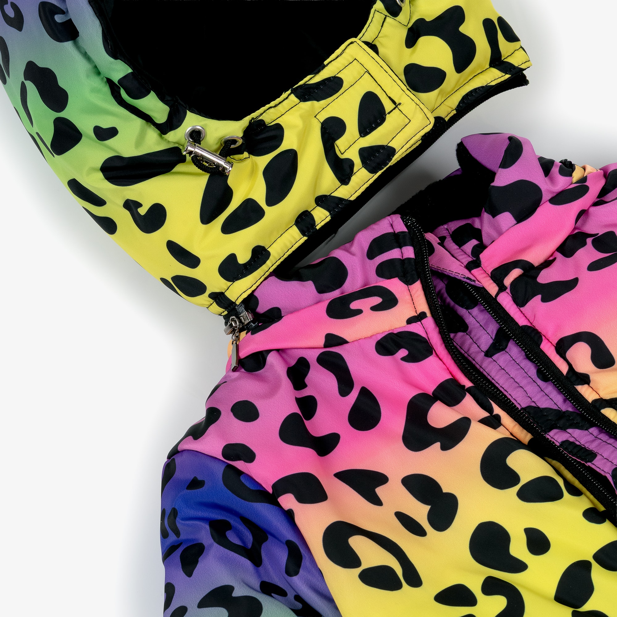 Girls Bright Yellow & Pink Leopard Print Snowsuit - View 6
