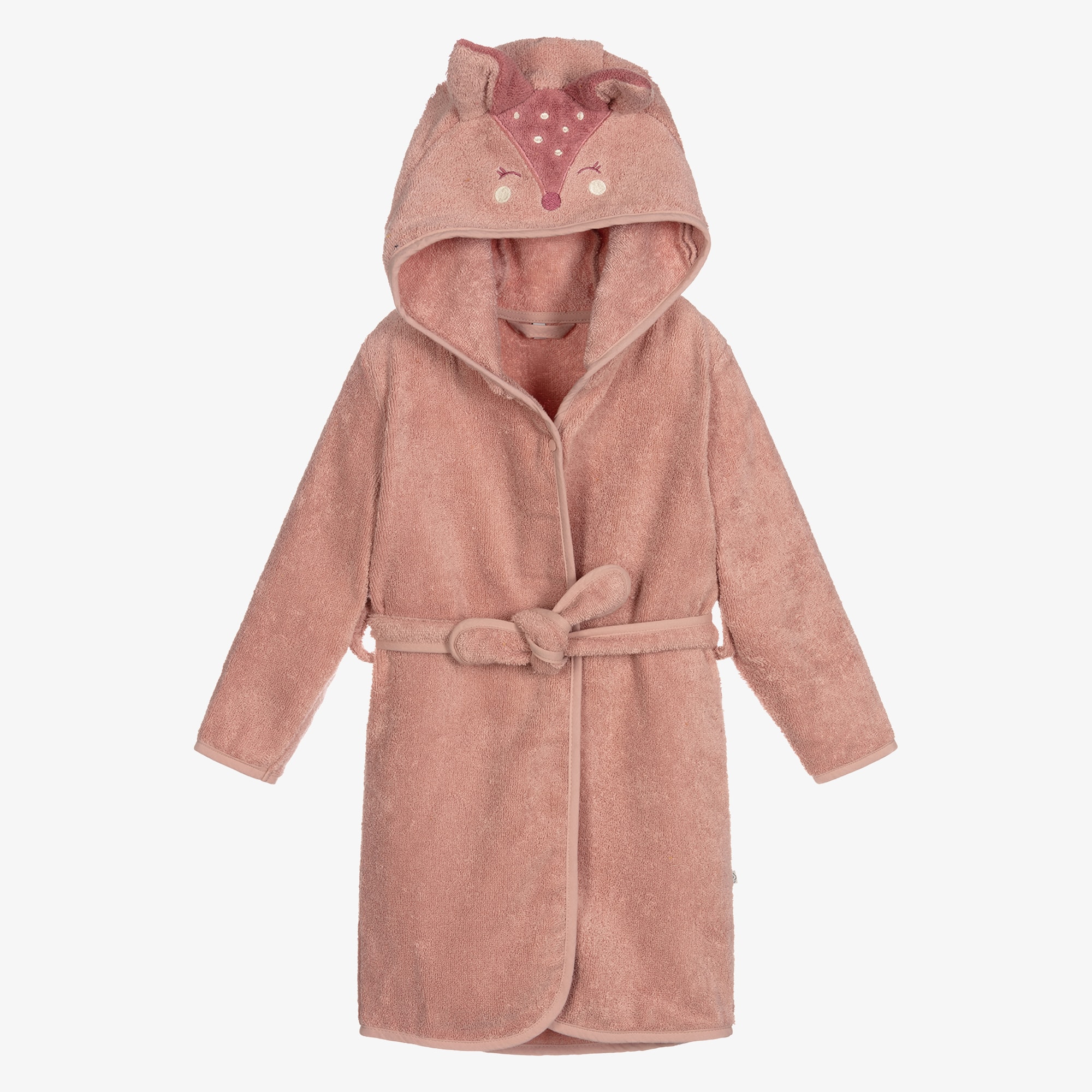 Pink Organic Cotton Towelling Bathrobe - View 1