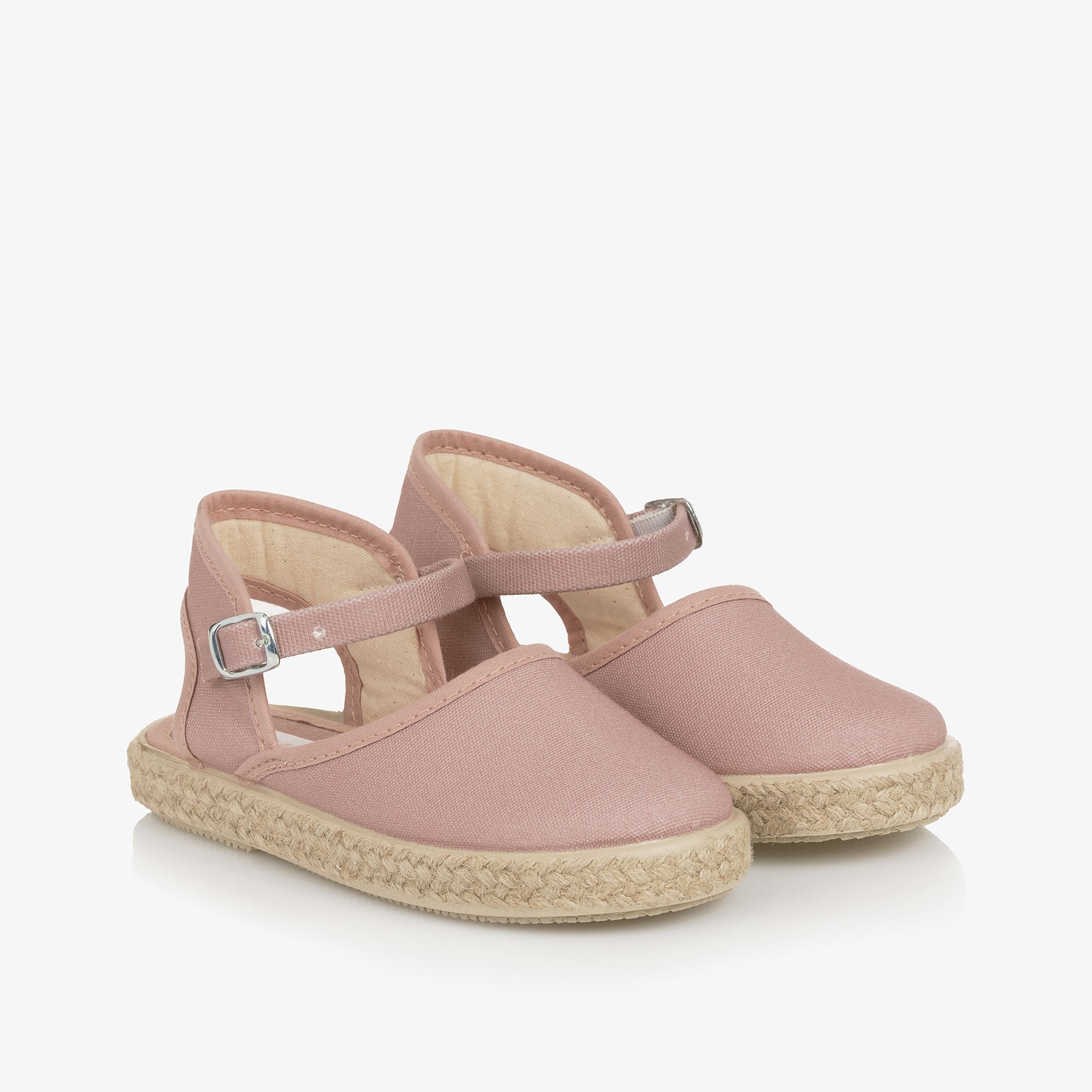Girls Pale Pink Espadrille-Style Sandals - View 1