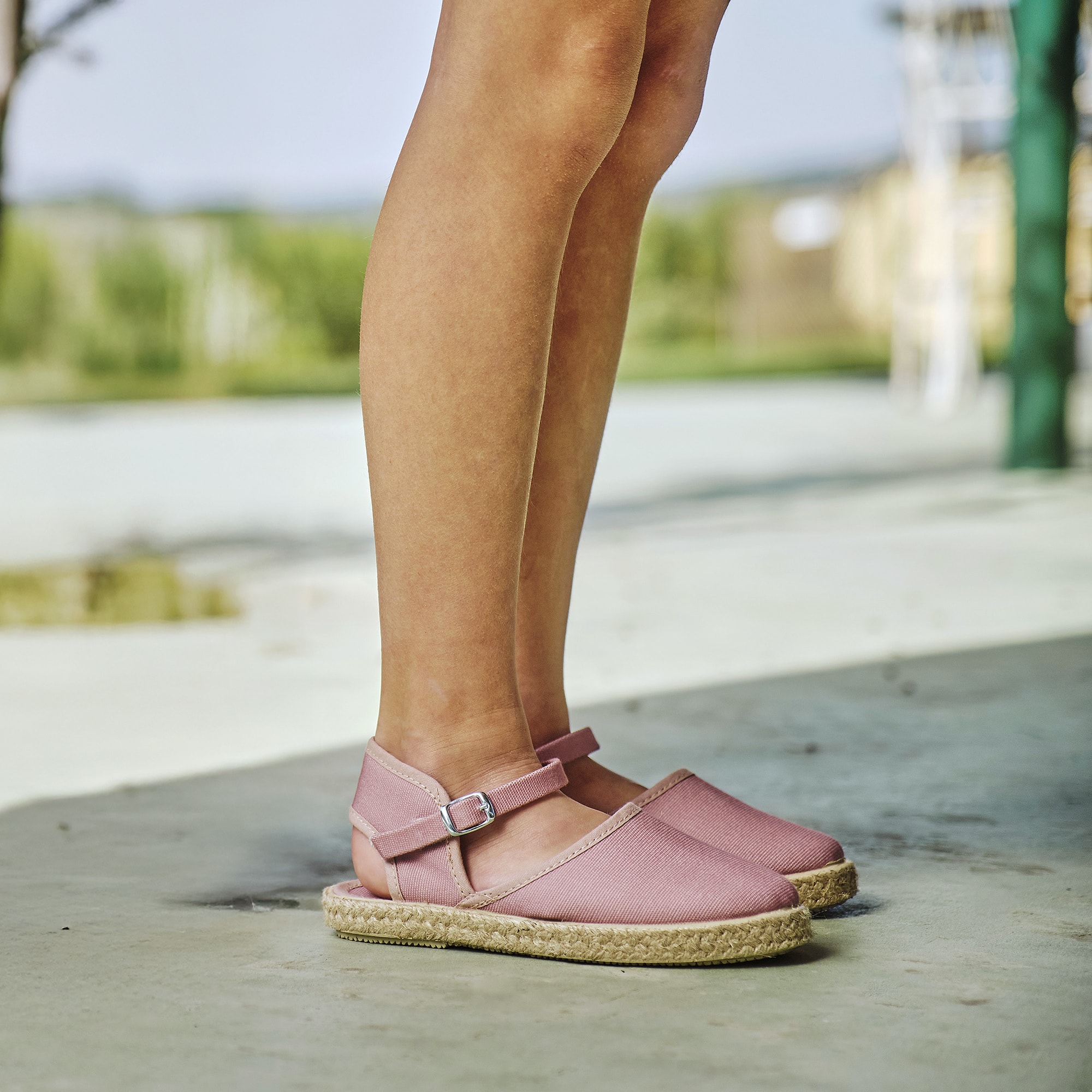 Girls Pale Pink Espadrille-Style Sandals - View 2