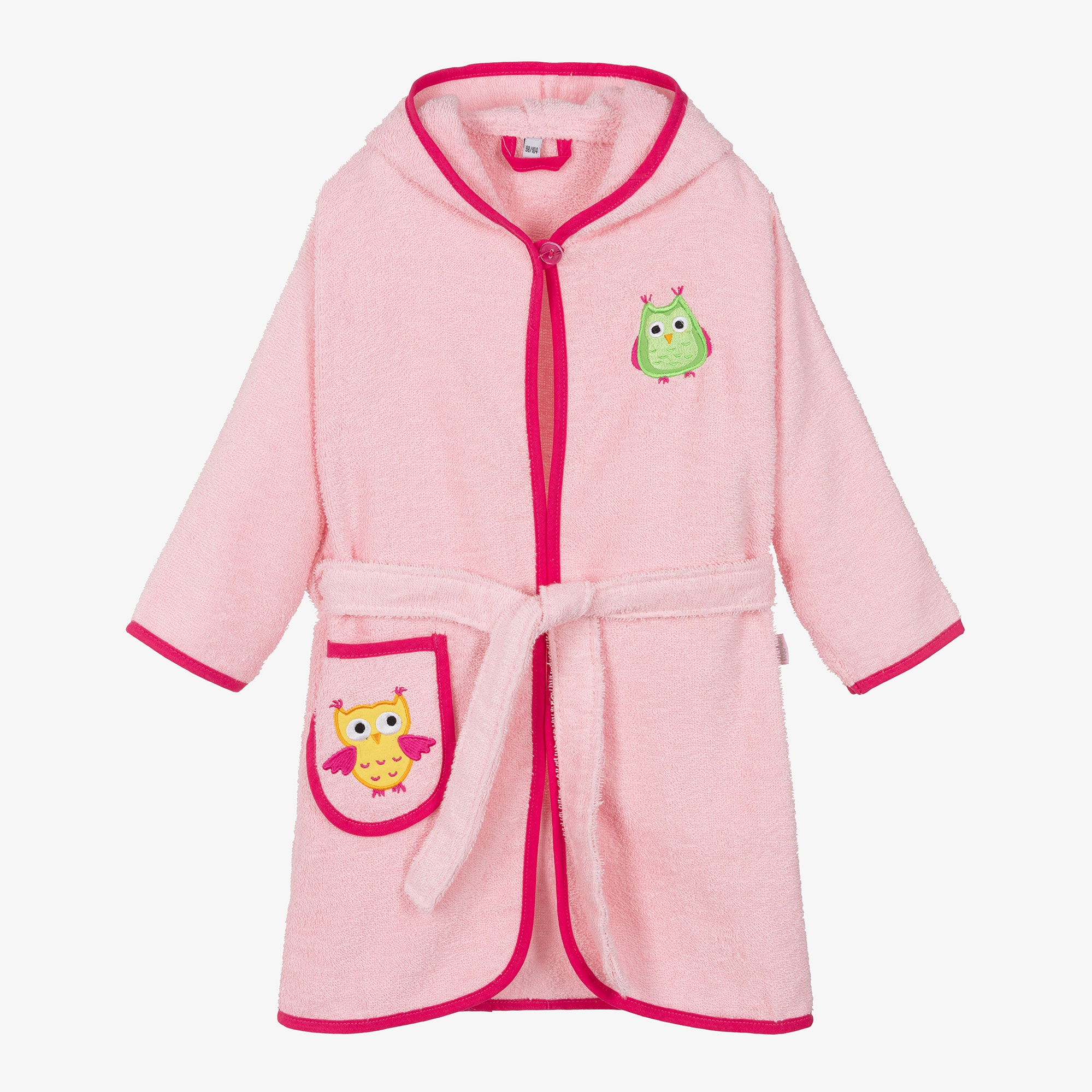 Girls Pink Towelling Bathrobe - View 1