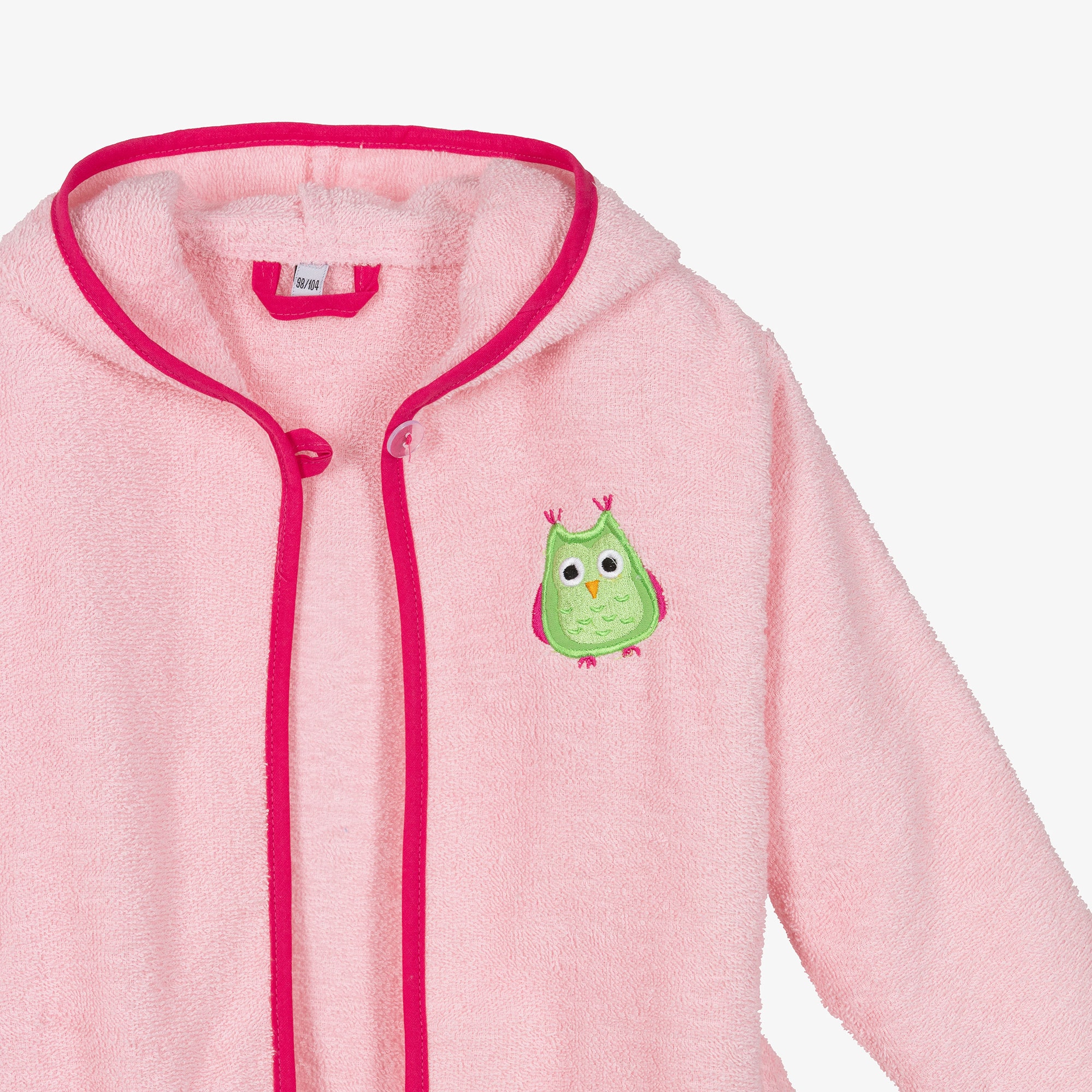 Girls Pink Towelling Bathrobe - View 3