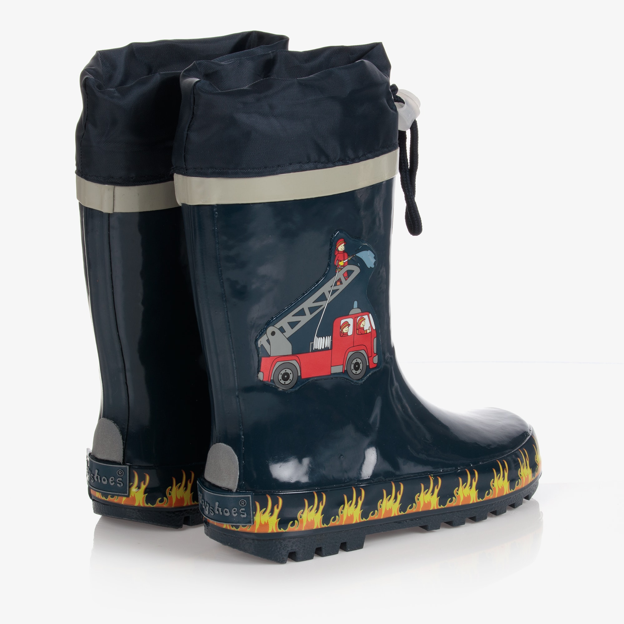 Navy Blue Fire Truck Rain Boots - View 3