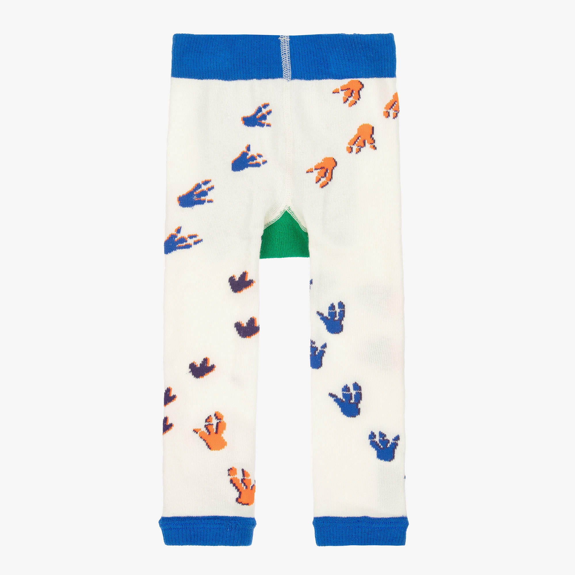 Baby Boys Ivory Cotton Knit Dinosaur Footprint Leggings - View 1