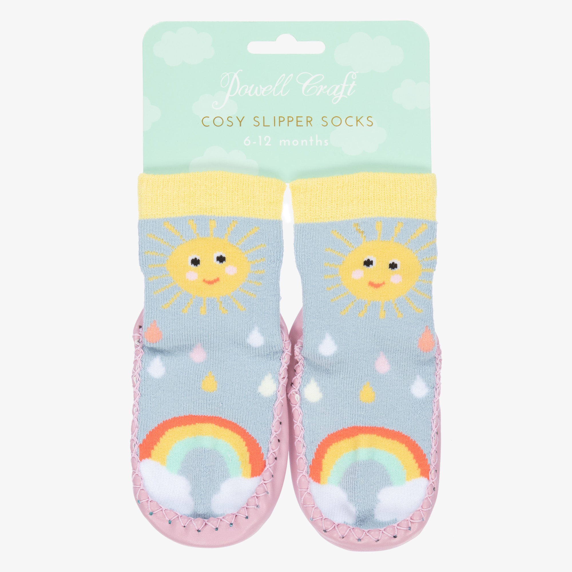 Girls Blue Sun Slipper Socks - View 5
