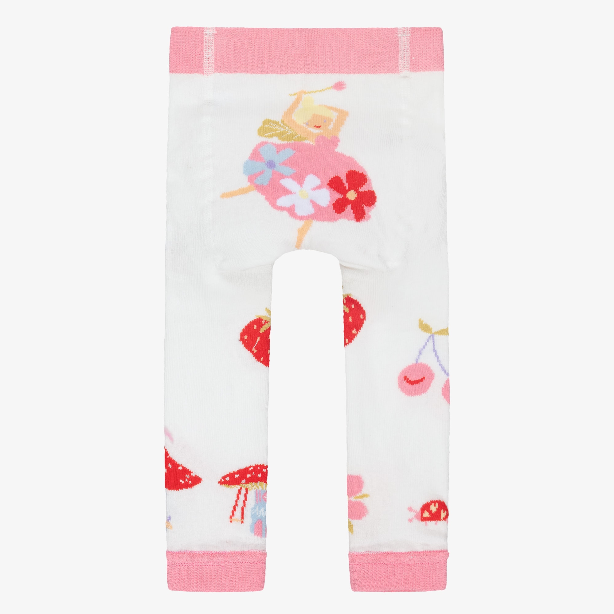Girls White & Pink Fairy Print Leggings - View 1