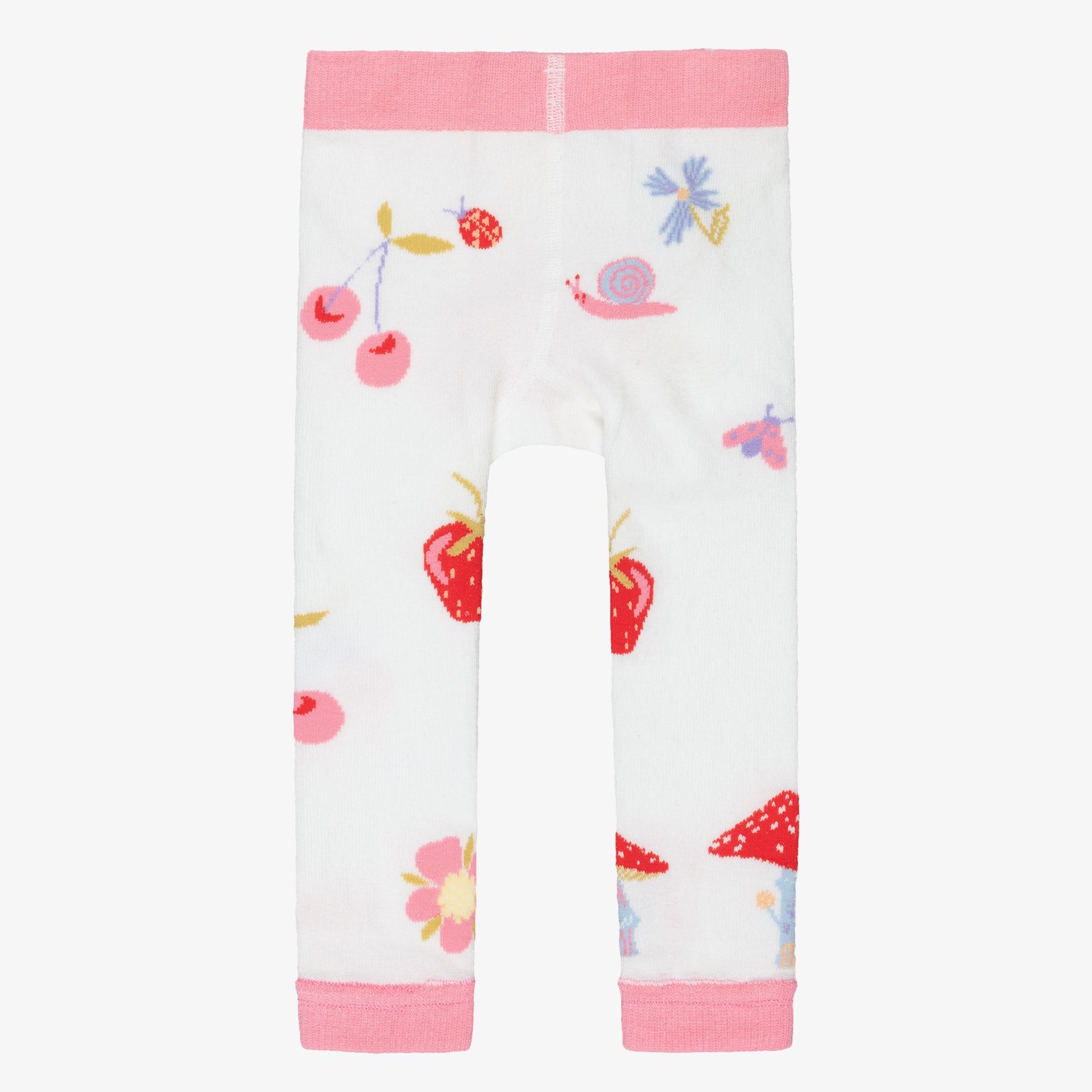 Girls White & Pink Fairy Print Leggings - View 2