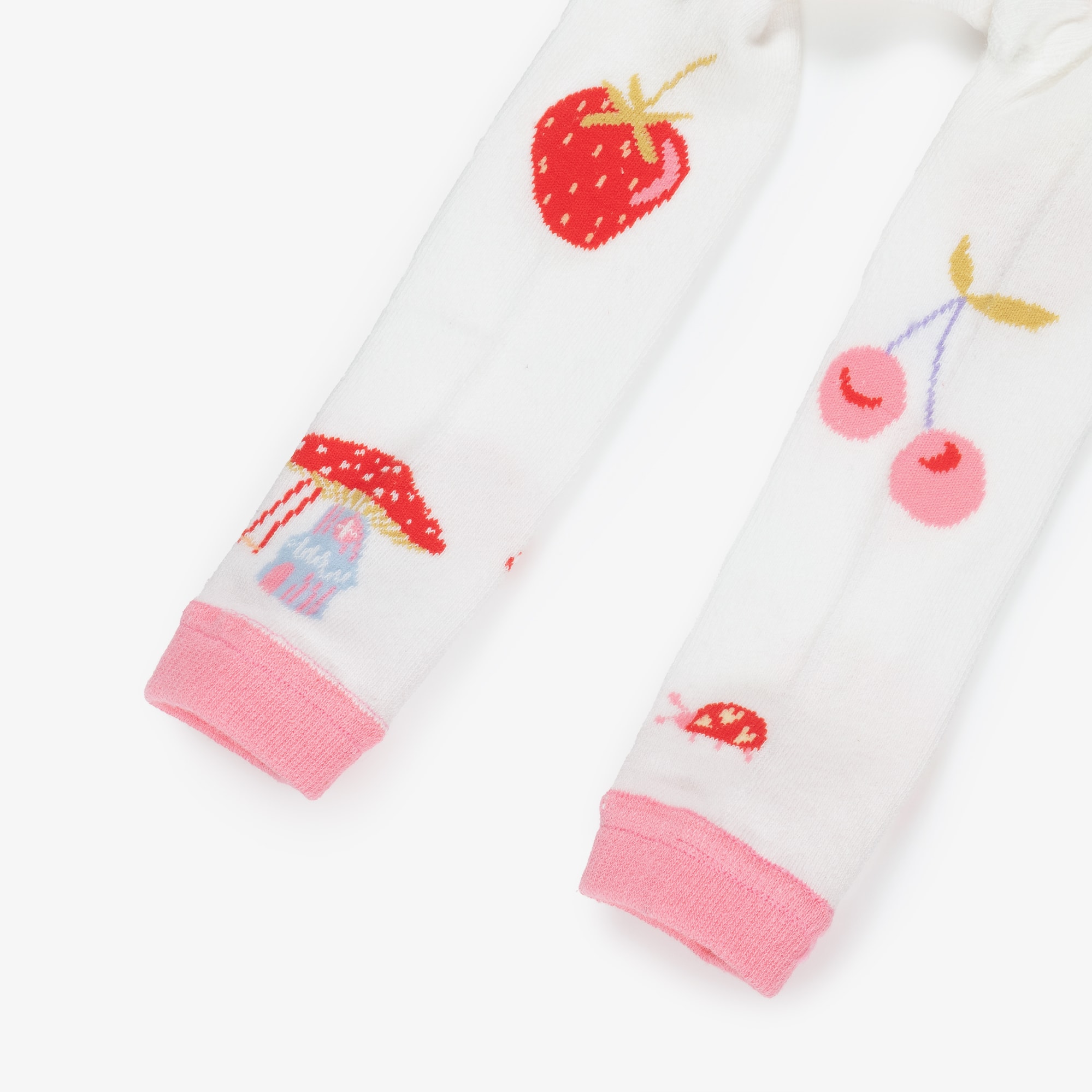 Girls White & Pink Fairy Print Leggings - View 3