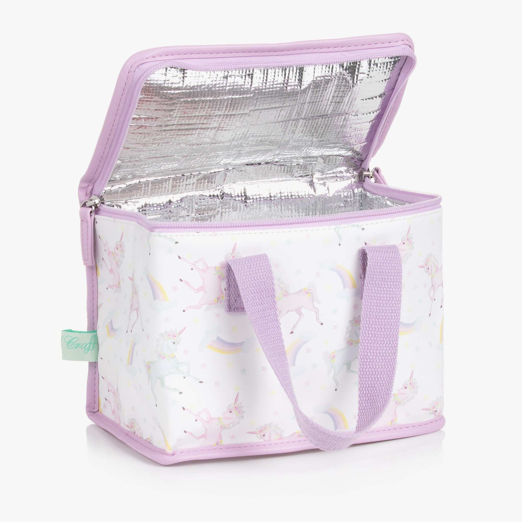 Girls White & Purple Unicorn Lunch Bag (21cm) - View 5